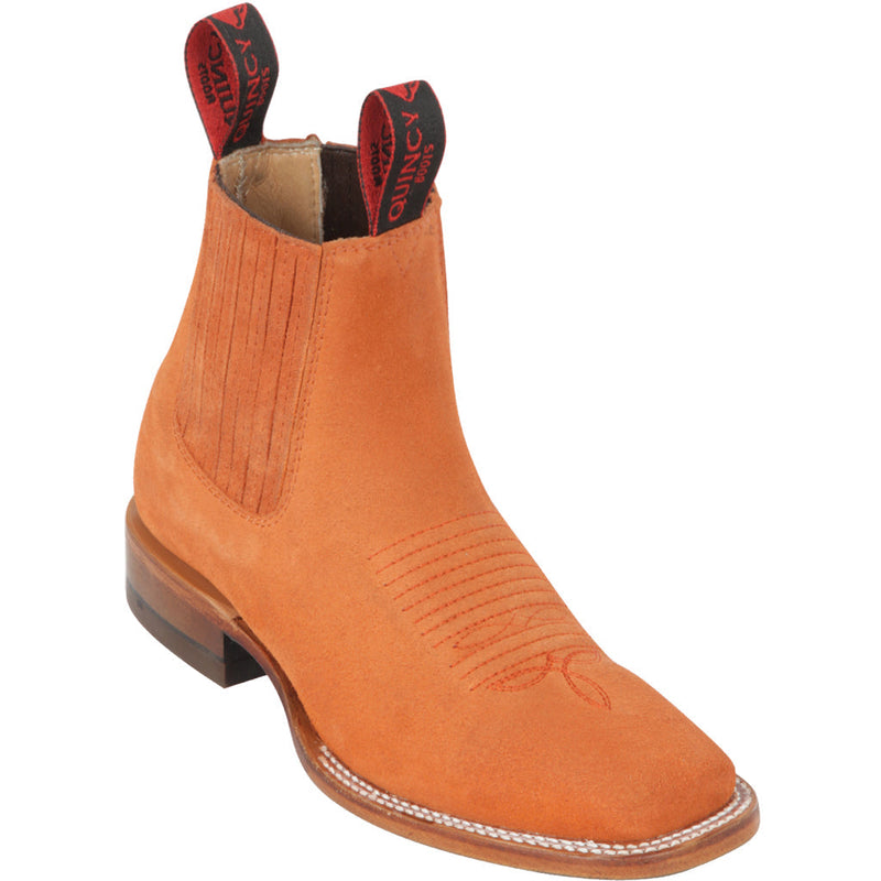 Square toe orange booties