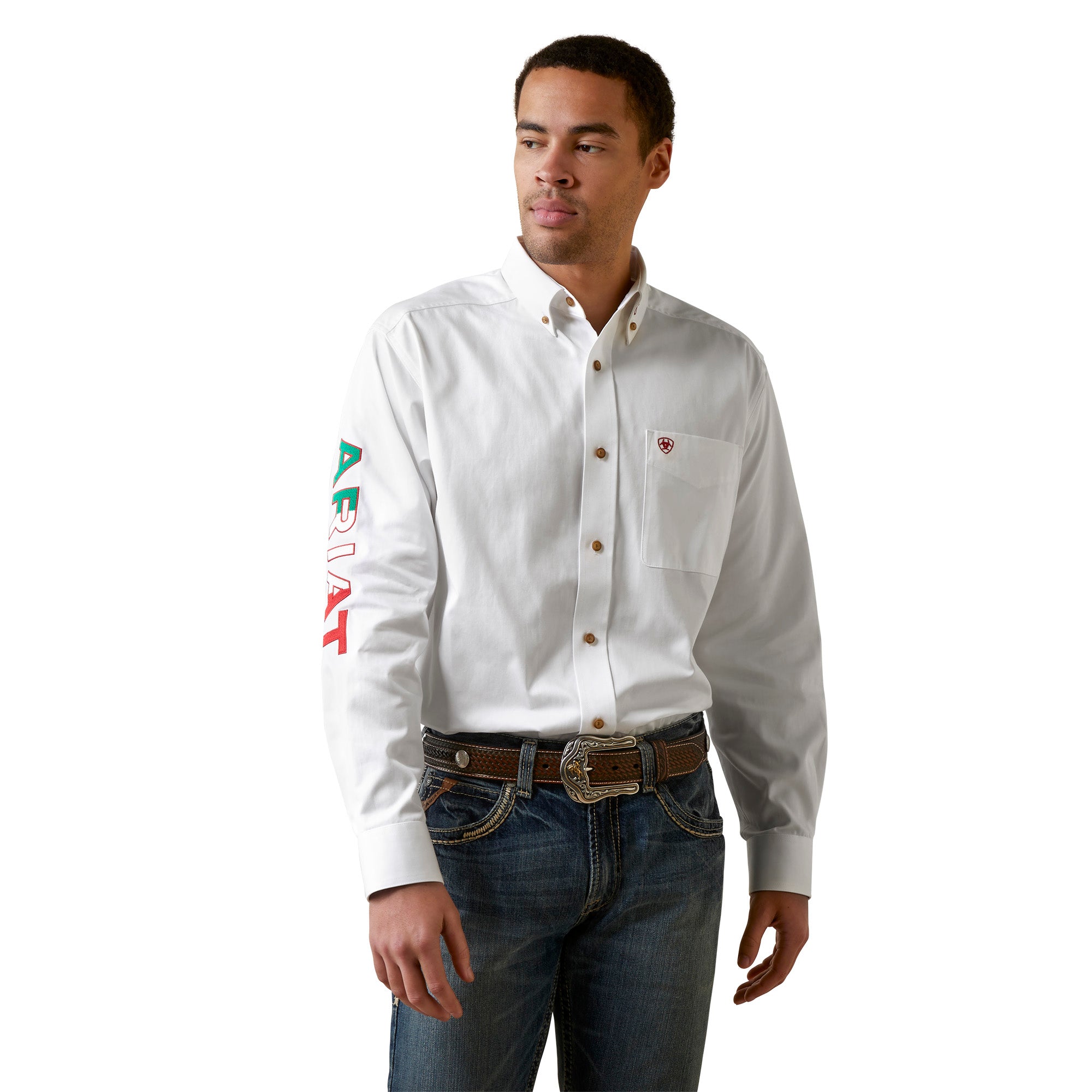 Ariat Men's Team Logo Twill Classic Fit Shirt 10040911 XL / White Mexico