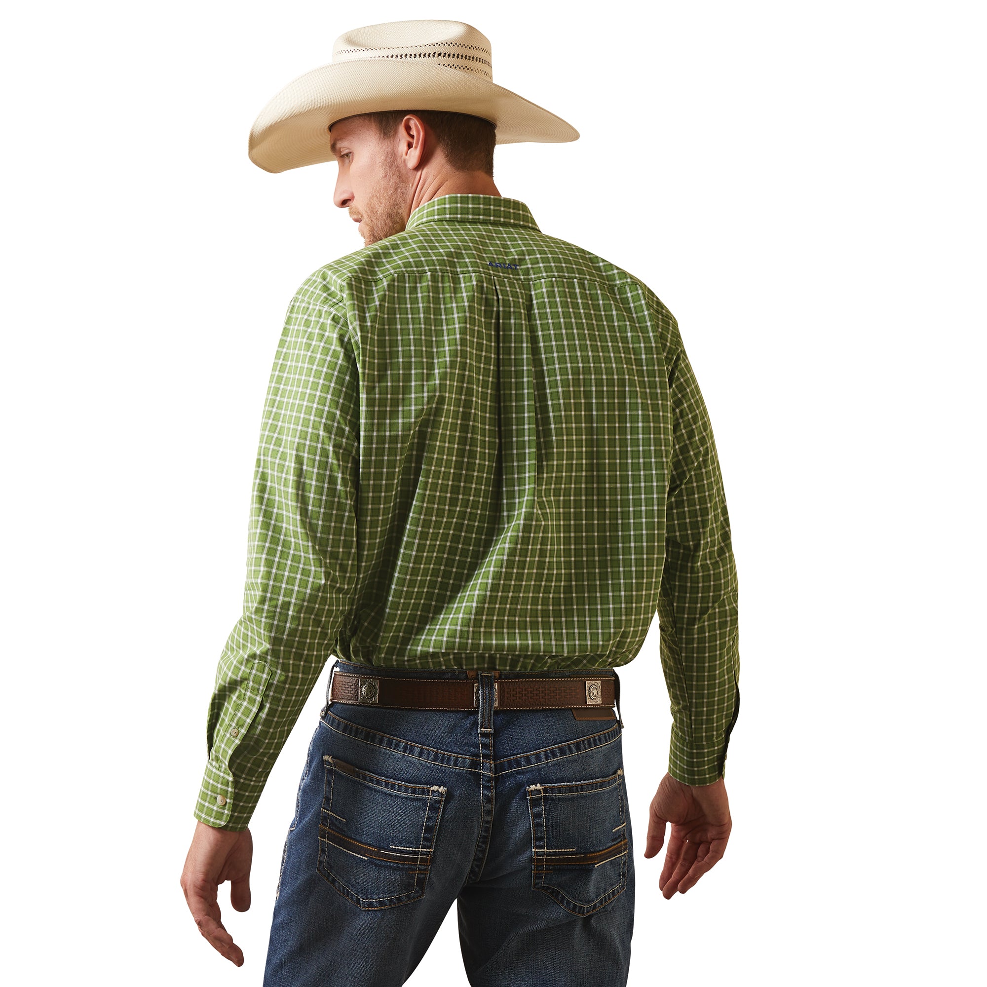back of Green Ariat Long Sleeve Shirt