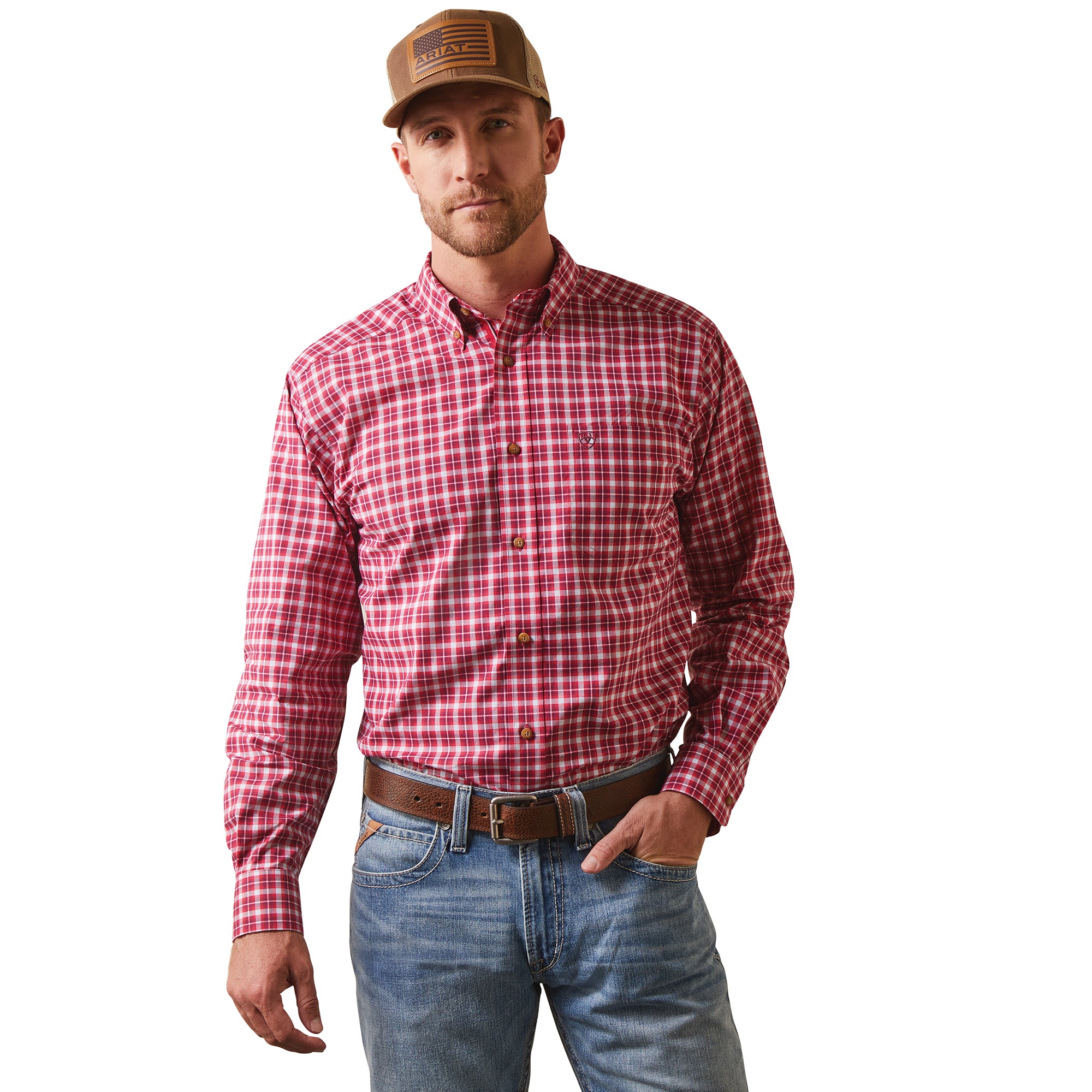 red ariat dress shirt Ariat Team Logo Dark Red White - Mens Shirt - 10052820