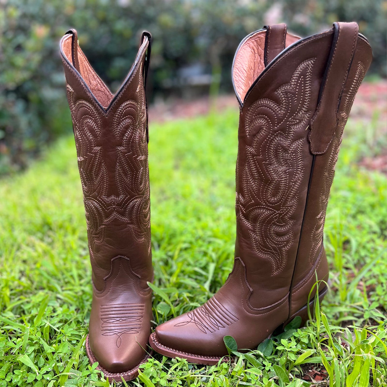 Women's Brown Snip Toe Cowgirl Boots