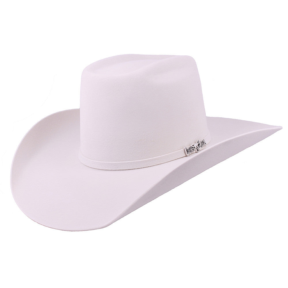 Brick Crown White Felt Cowboy Hat by Cuernos Chuecos