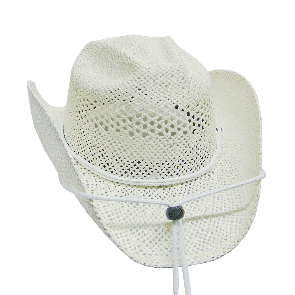 Stone country women's white straw cowboy hat.