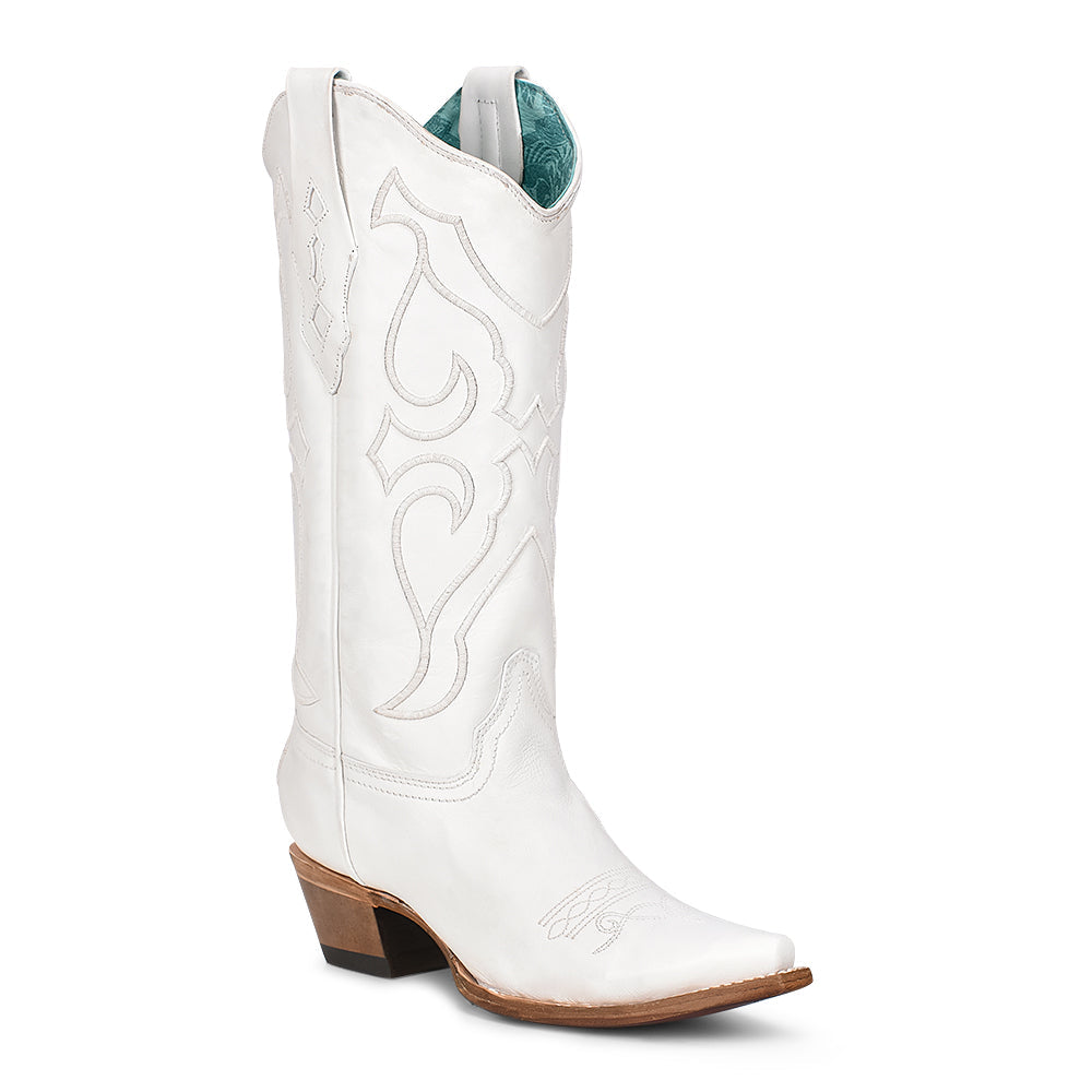 White Cowgirl Boots with white background.