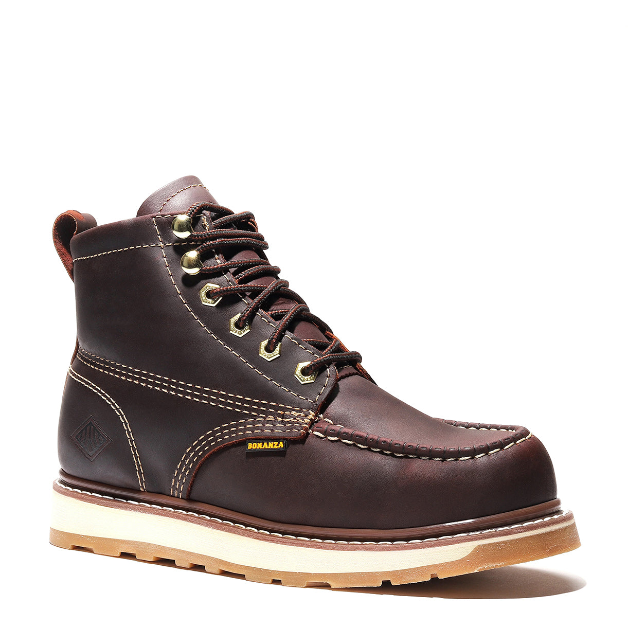 Bonanza Moc Toe Work Boots Burgundy