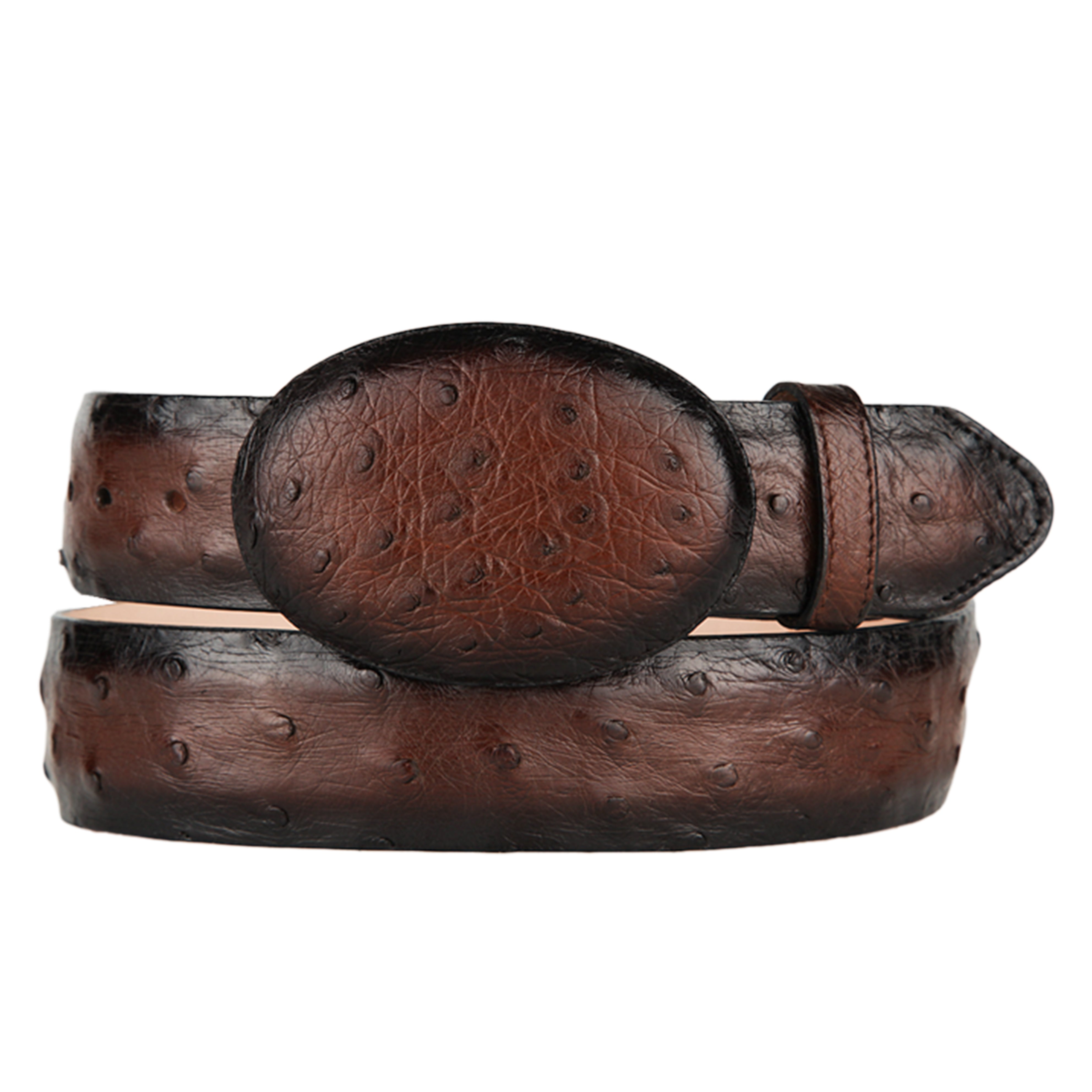 Los Altos Shaded Brown Ostrich Belt