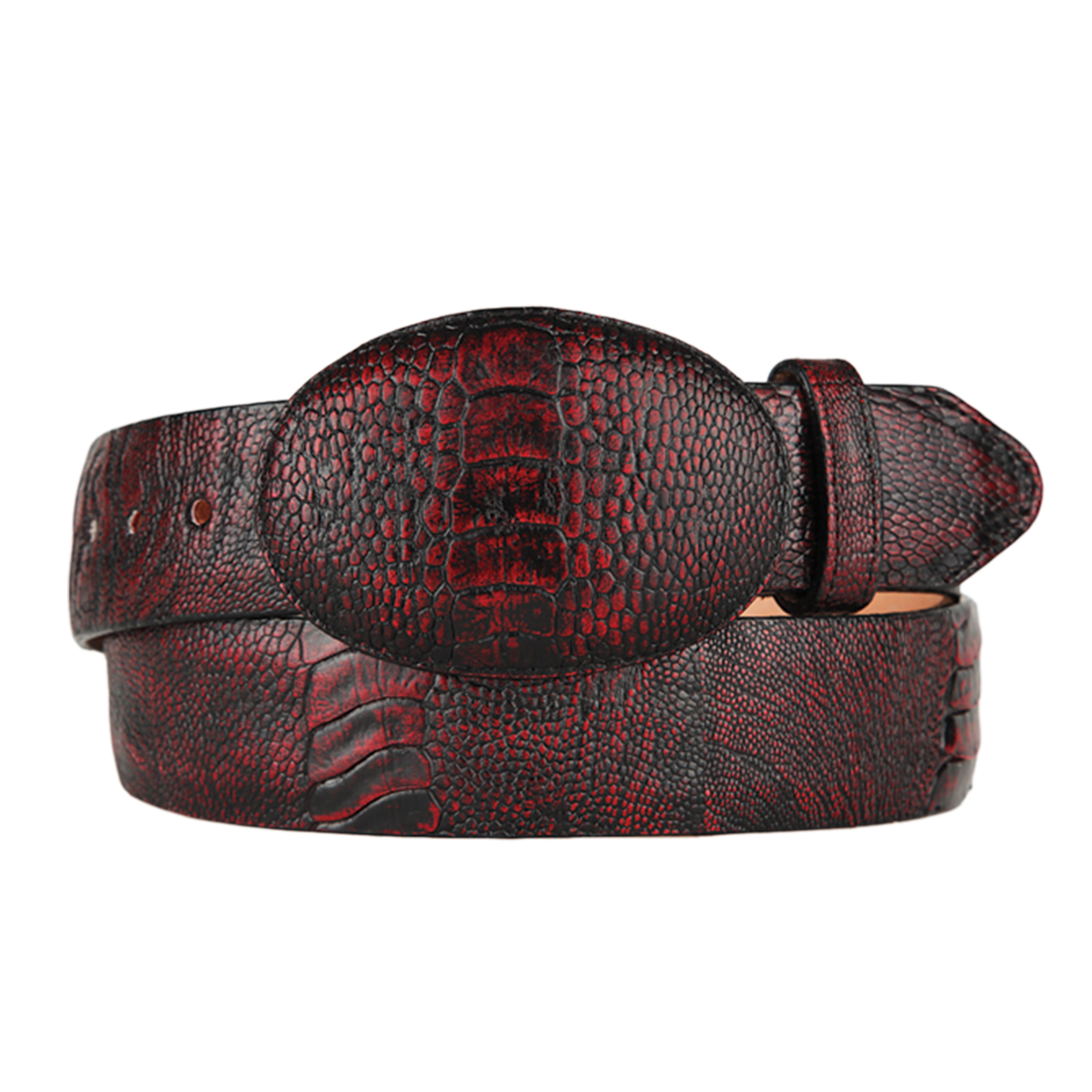 Black Cherry Western Ostrich Leg Belt