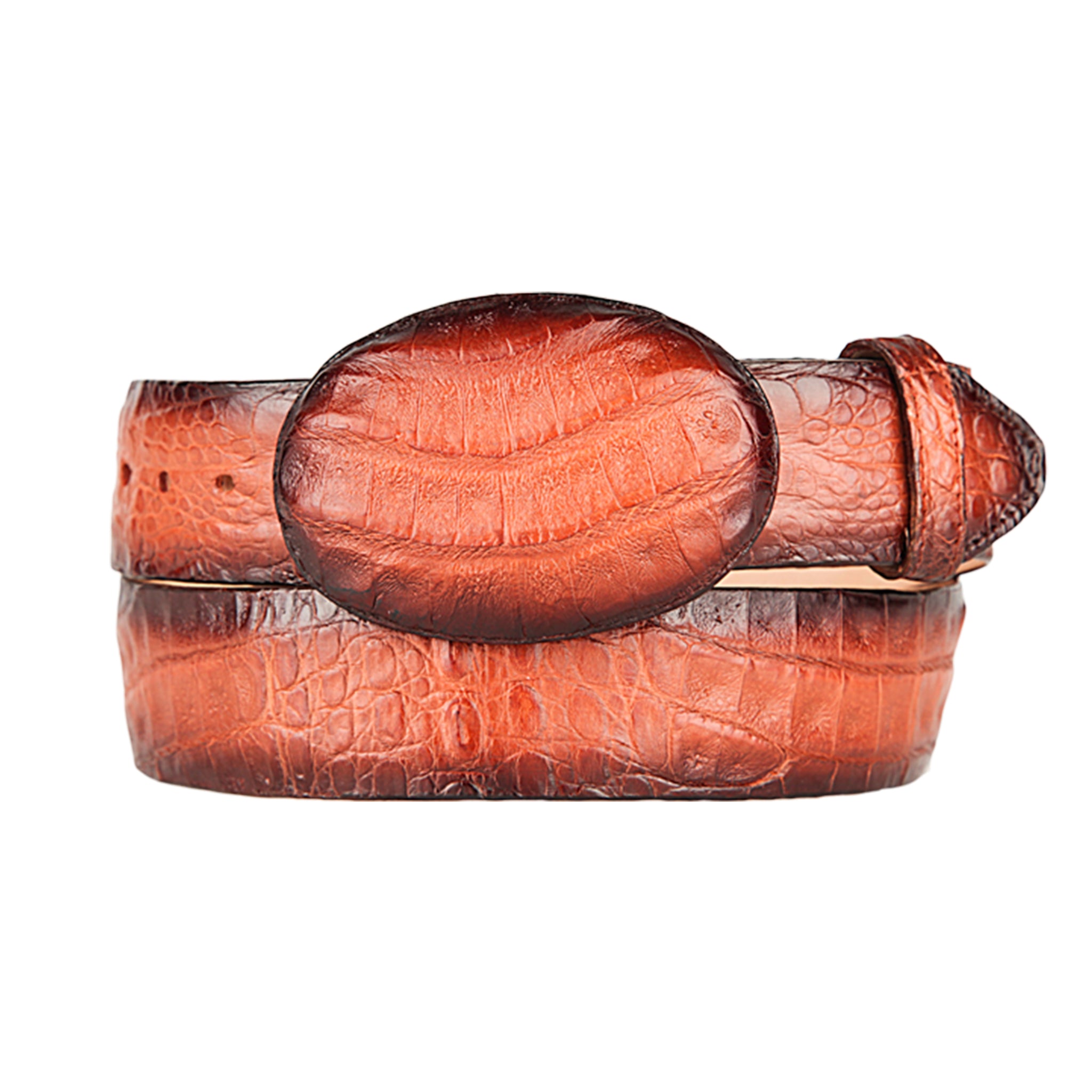 Men's Burnished Cognac Caiman Belly Skin Western Style Belt main image 1