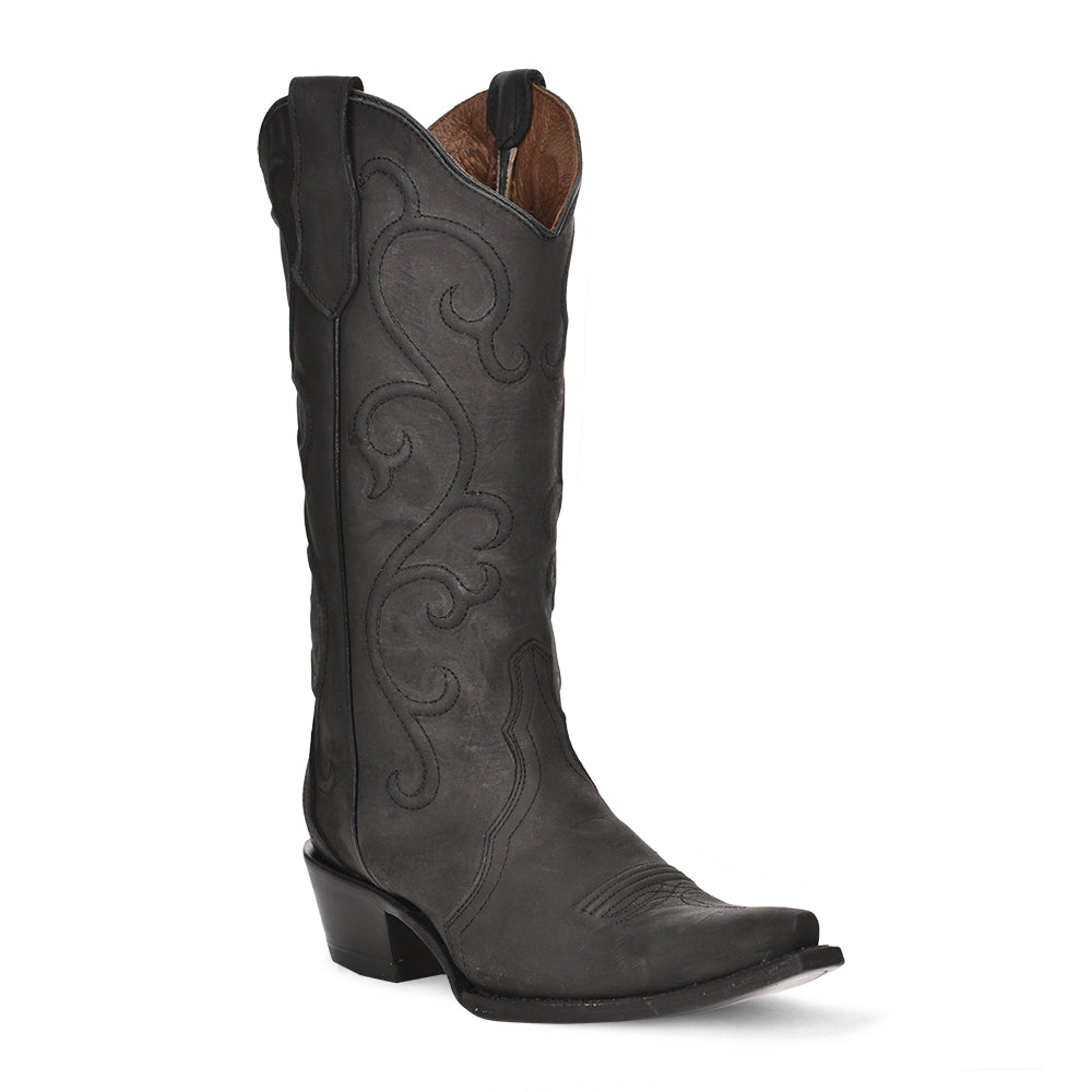 Botte western brodée noire à bout carré pour femme - L5464 Botte western brodée noire à bout carré pour femme - L5464