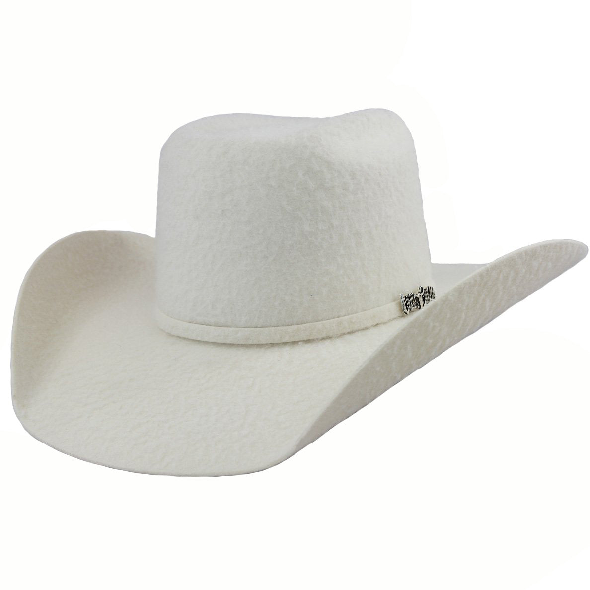Cuernos Chuecos Brick Crown White Felt Cowboy Hat