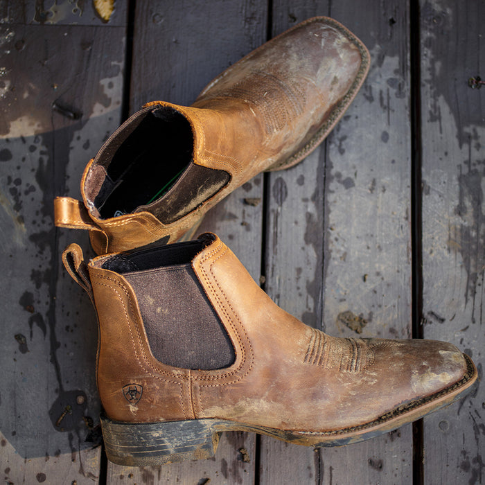 Ariat Boots Square Toe Distressed Tan Booker Ultra
