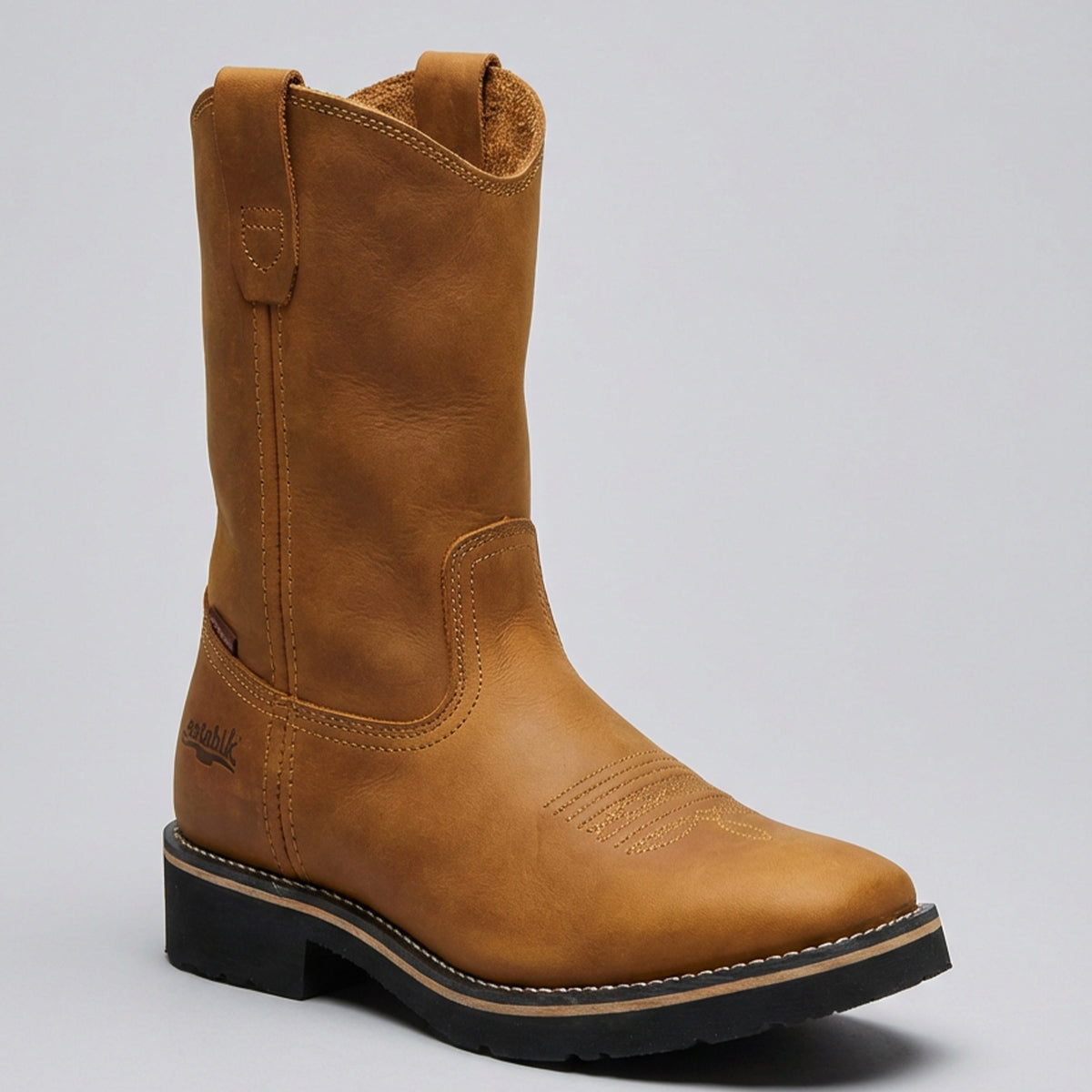 Establo Men's Crazy Mango Pull On Work Boots | Genuine Leather