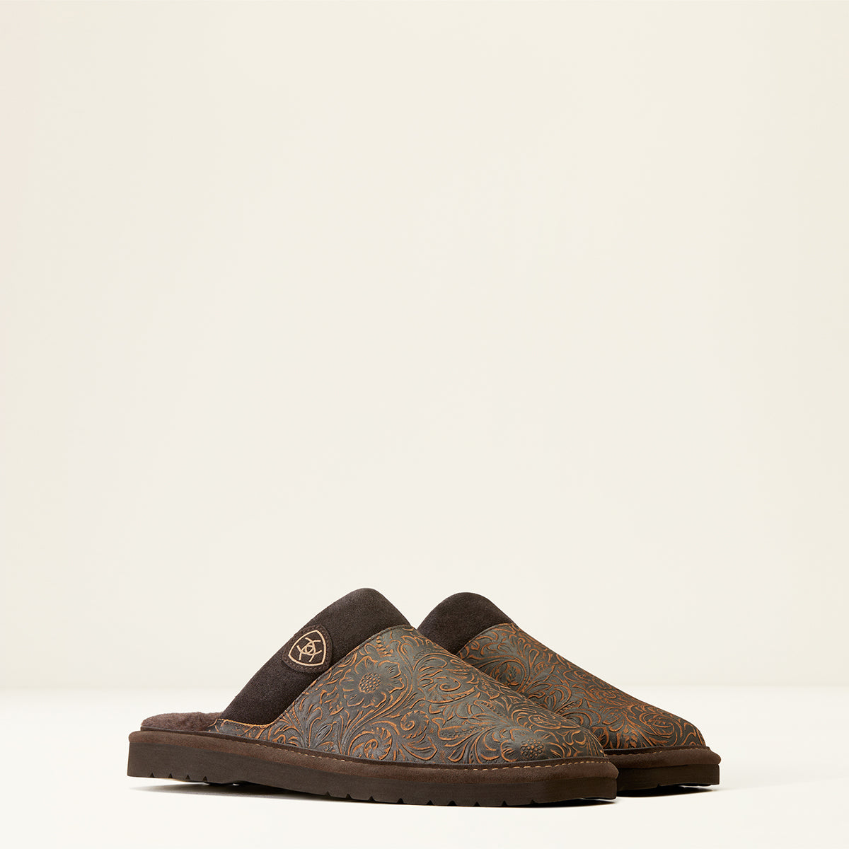 Mens Ariat Slippers Silversmith Embossed Tooling Square Toe