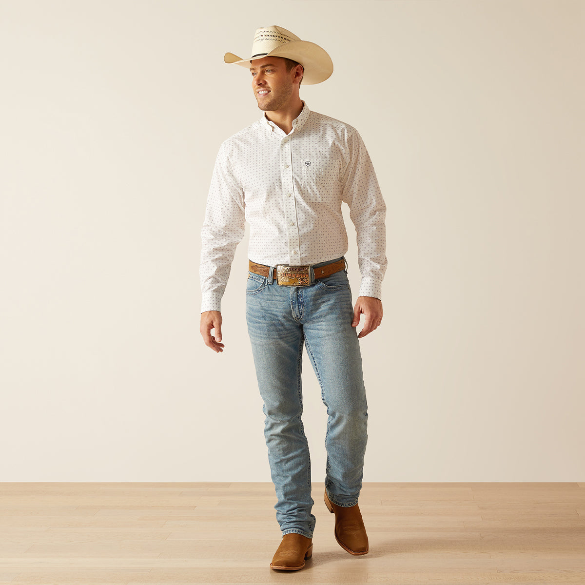 Camisa Ariat Wrinkle Free Ogden Blanca Classic