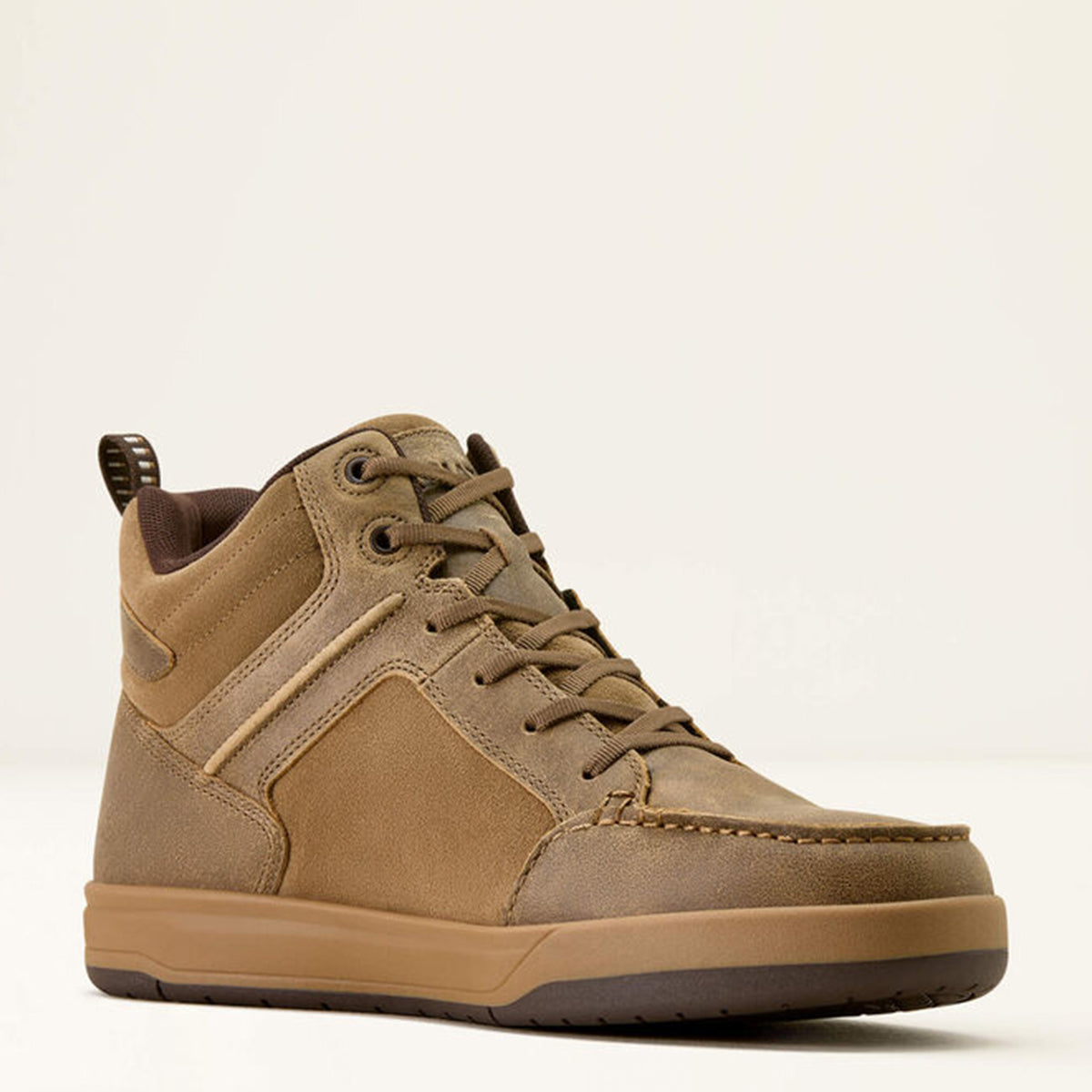 Ariat men's tan high-top work sneaker on a light beige background.