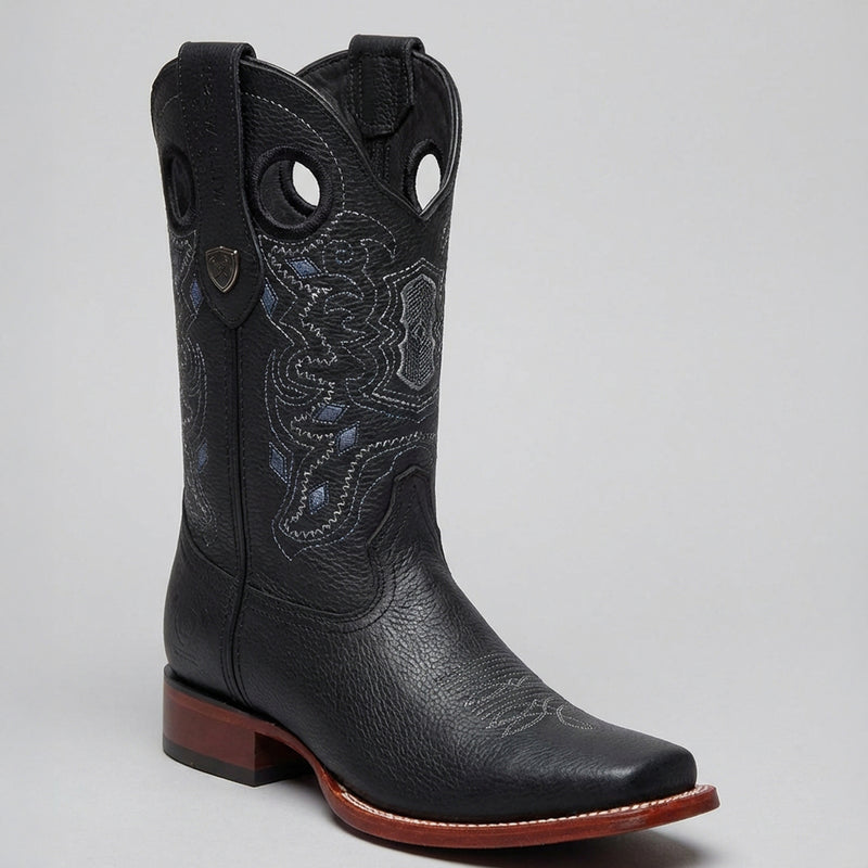 Wild West Men's Black Square Toe Cowboy Boot