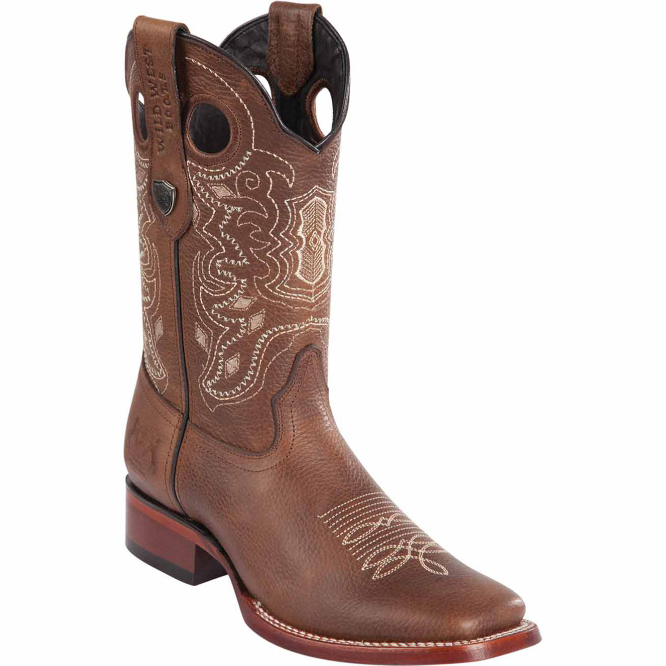 Mens Brown Cowboy Boots Square Toe - Wild West Boots