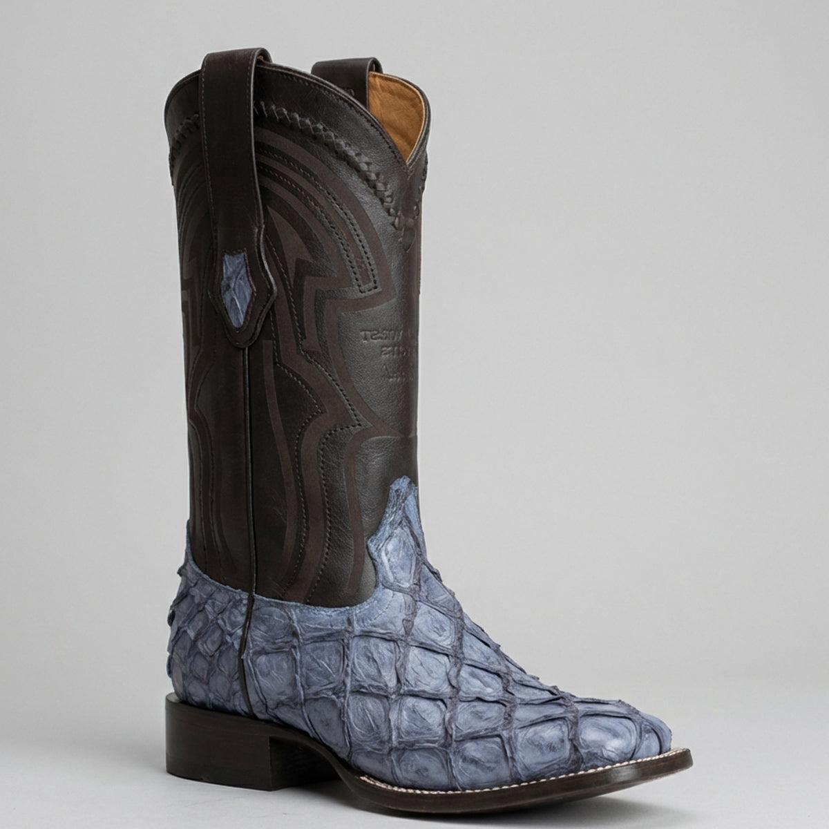 Wild West Men's Blue Jean Pirarucu Square Toe Cowboy Boot