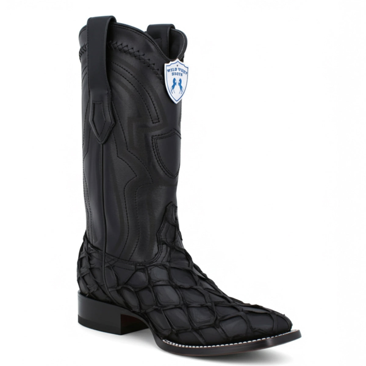 Wild West Black Pirarucu Square Toe Boot
