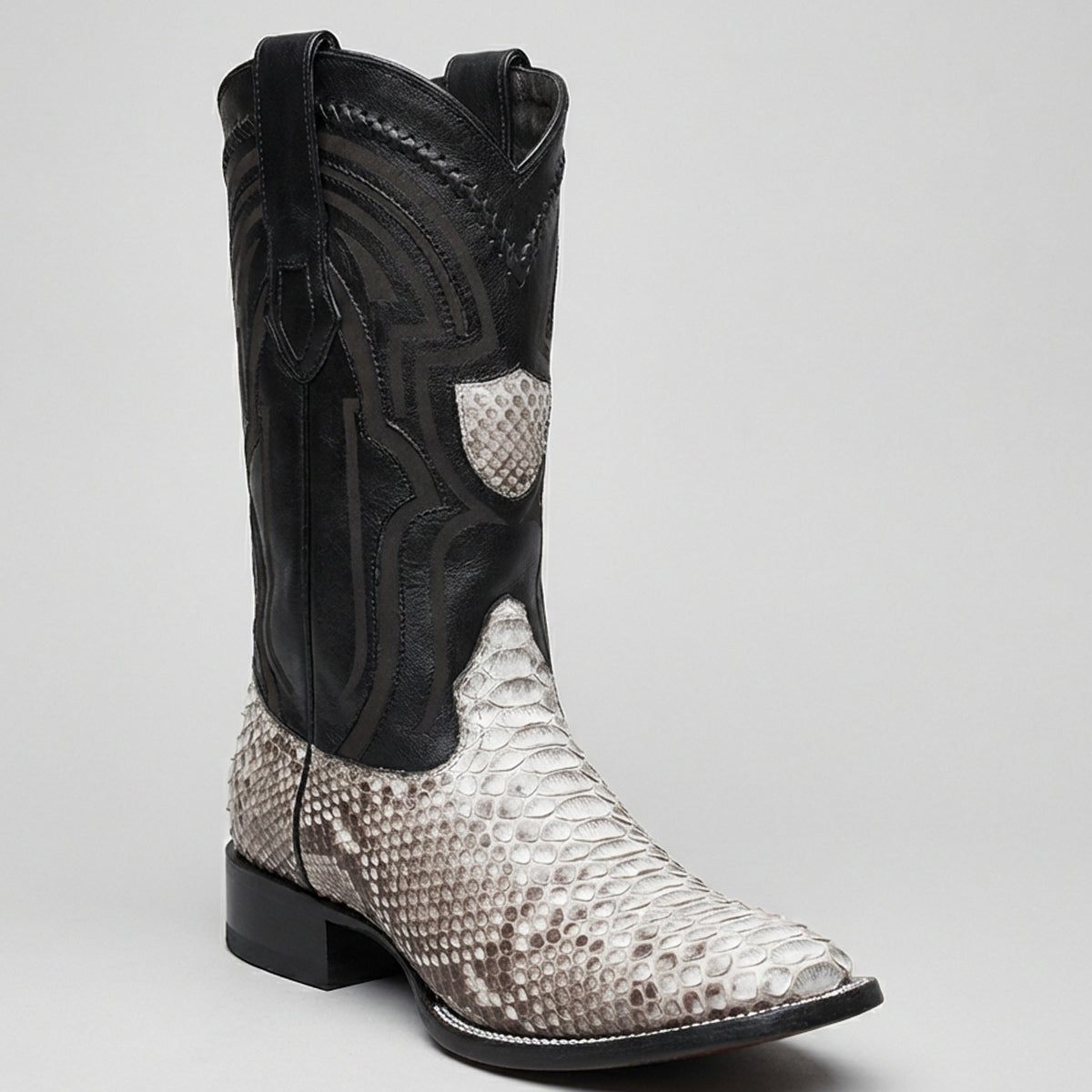 Wild West Men's Natural Python Wide Square Toe Cowboy Boot