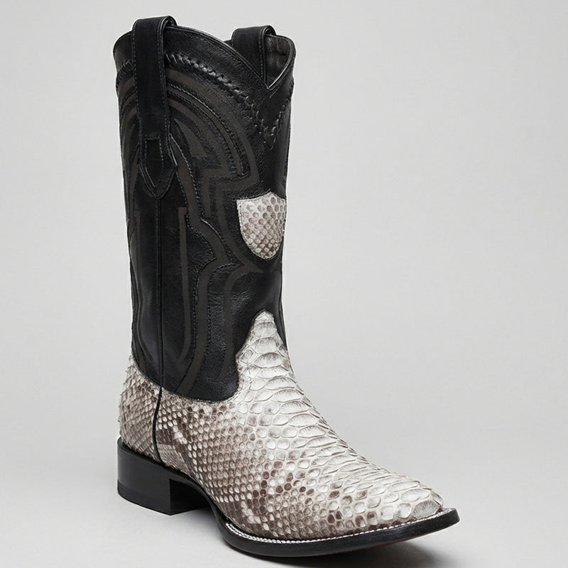 Wild West Men's Natural Python Wide Square Toe Cowboy Boot