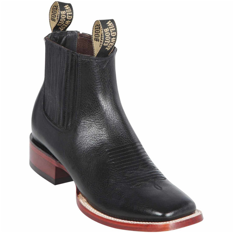 Black Square Toe Ankle Boots - Wild West Boots