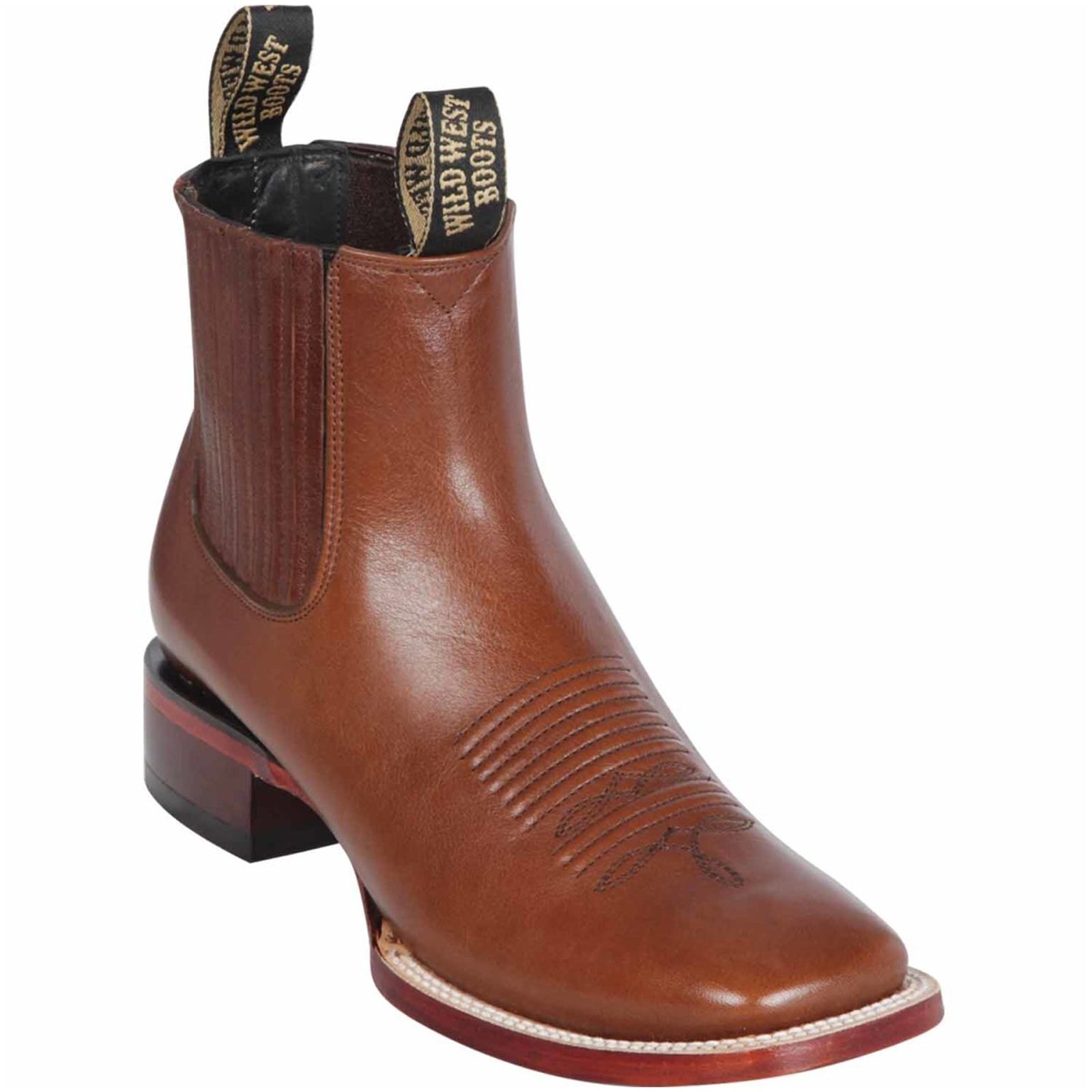 Brown Short Square Toe Boots