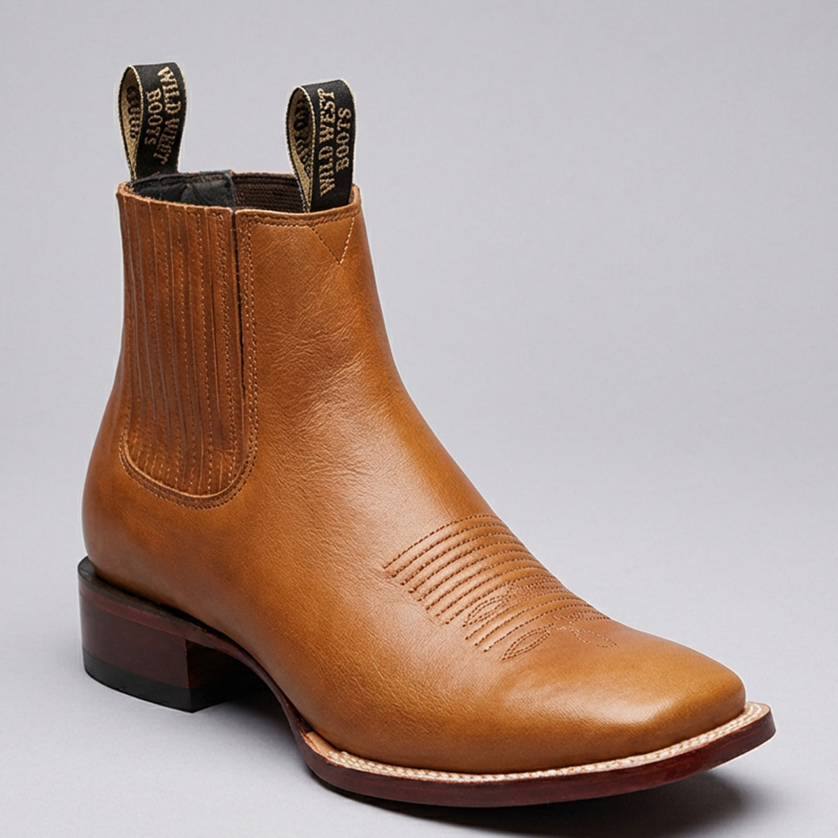 Men's Honey Brown Square Toe Ankle Western Boot