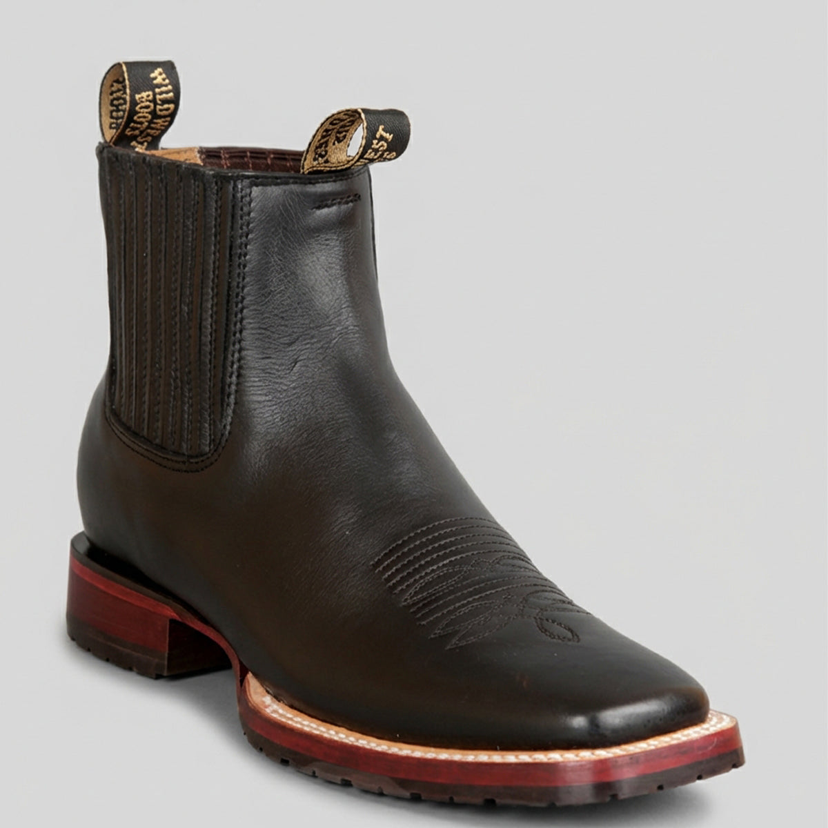 Wild West Men's Black Belmont Square Toe Chelsea Boot