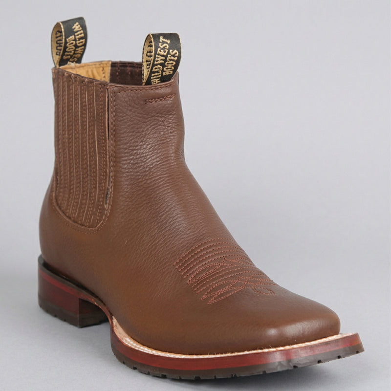 Wild West Men's Brown Square Toe Chelsea Western Boot