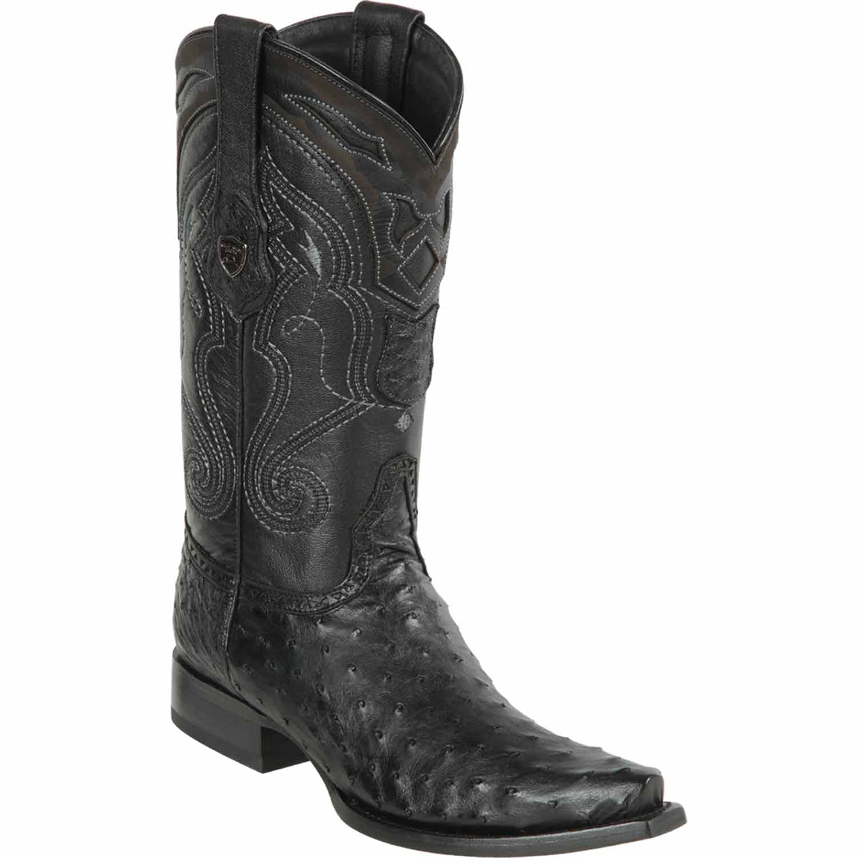 Black Ostrich Boots Snip Toe by Wild West Boots