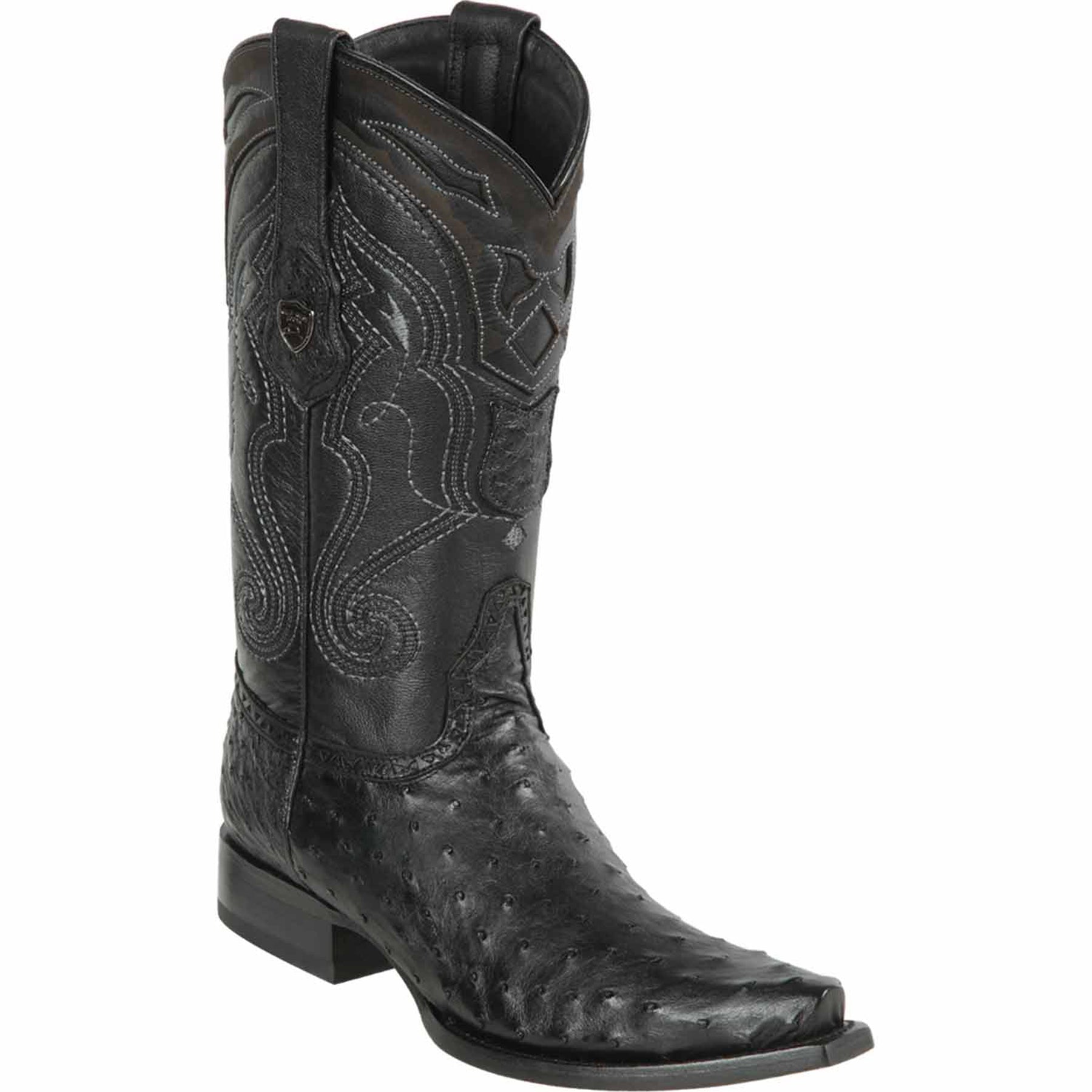 Black Ostrich Boots Snip Toe | Wild West Boots