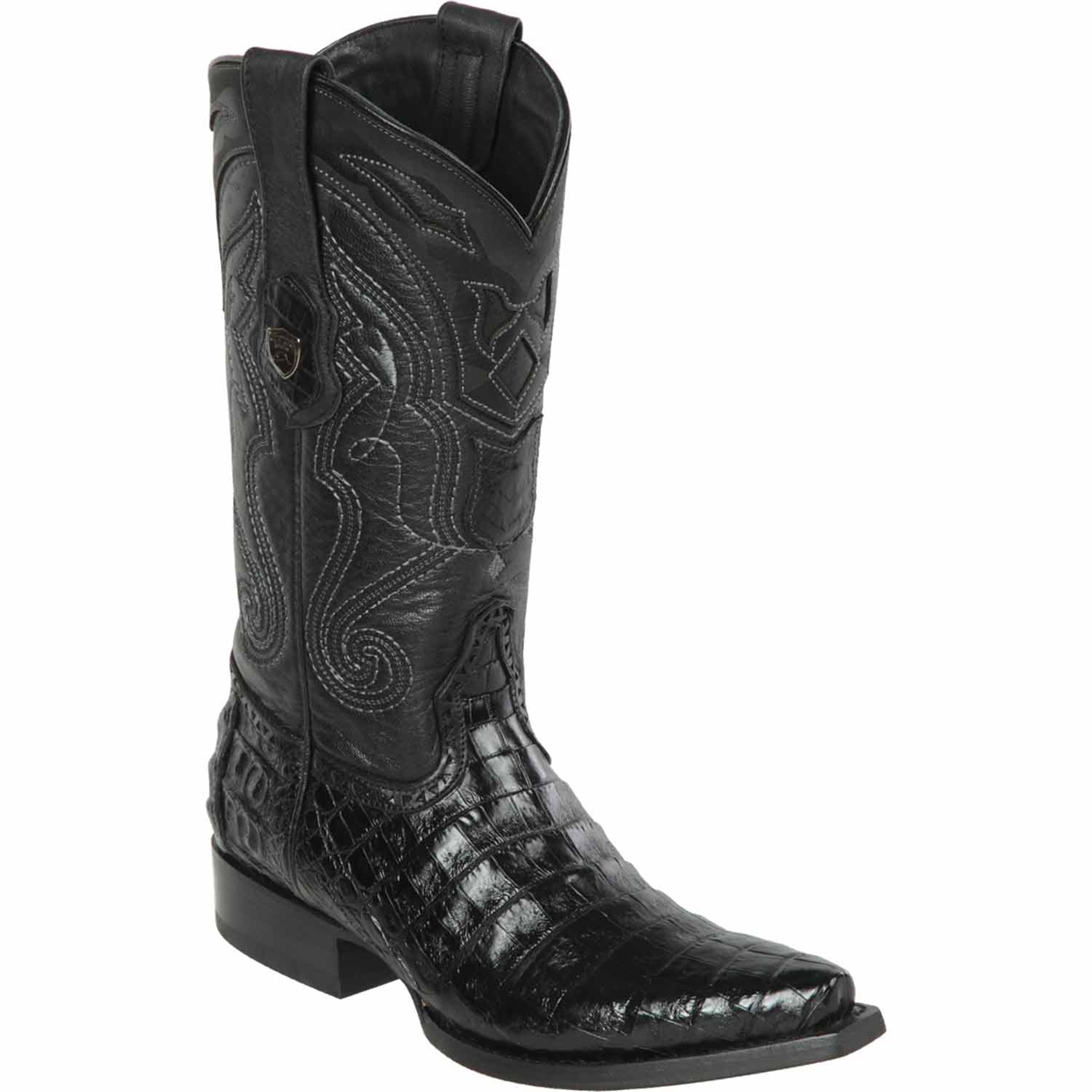 Men's Snip Toe Black Caiman Boots - Wild West Boots