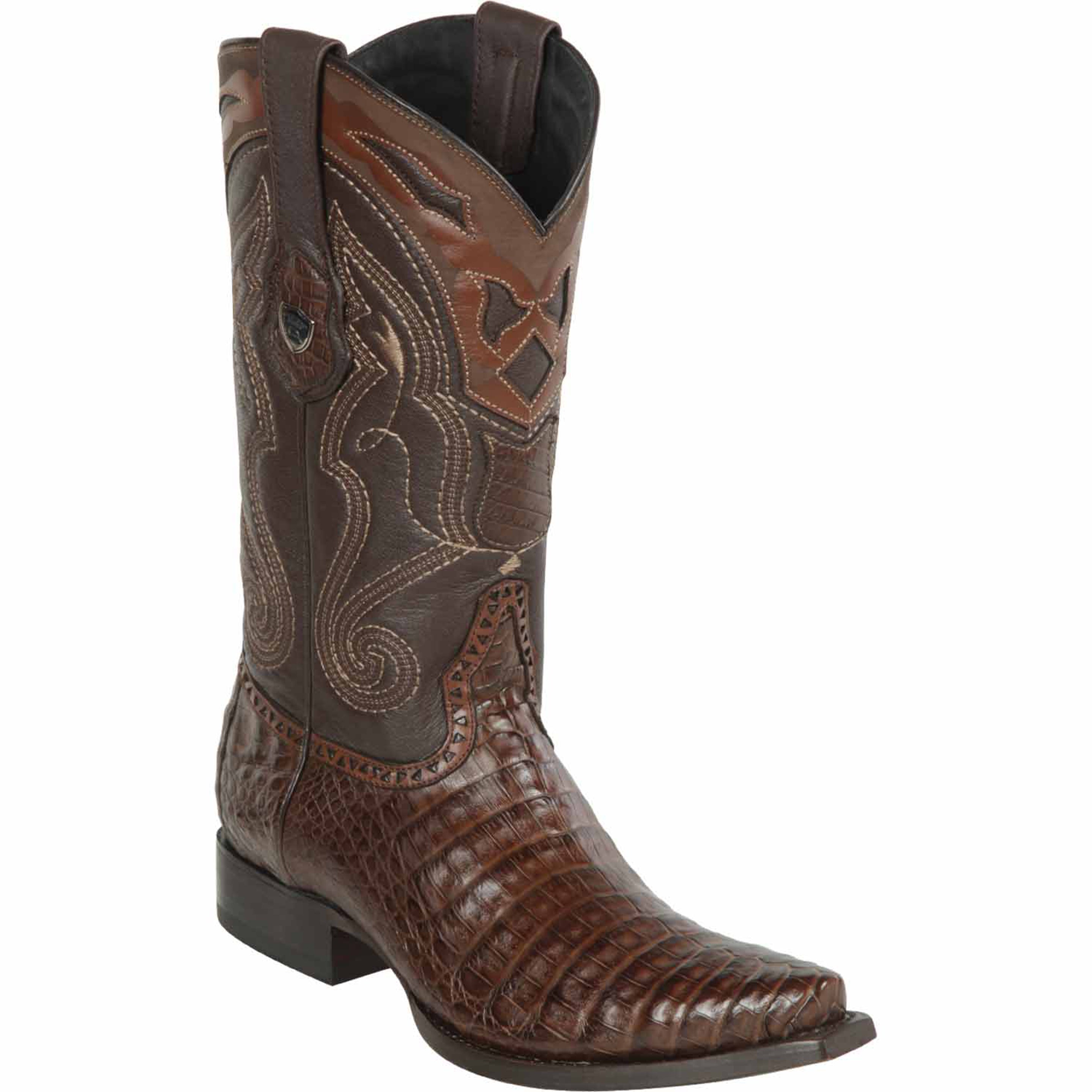 Men's Snip Toe Brown Caiman Boots - Wild West Boots