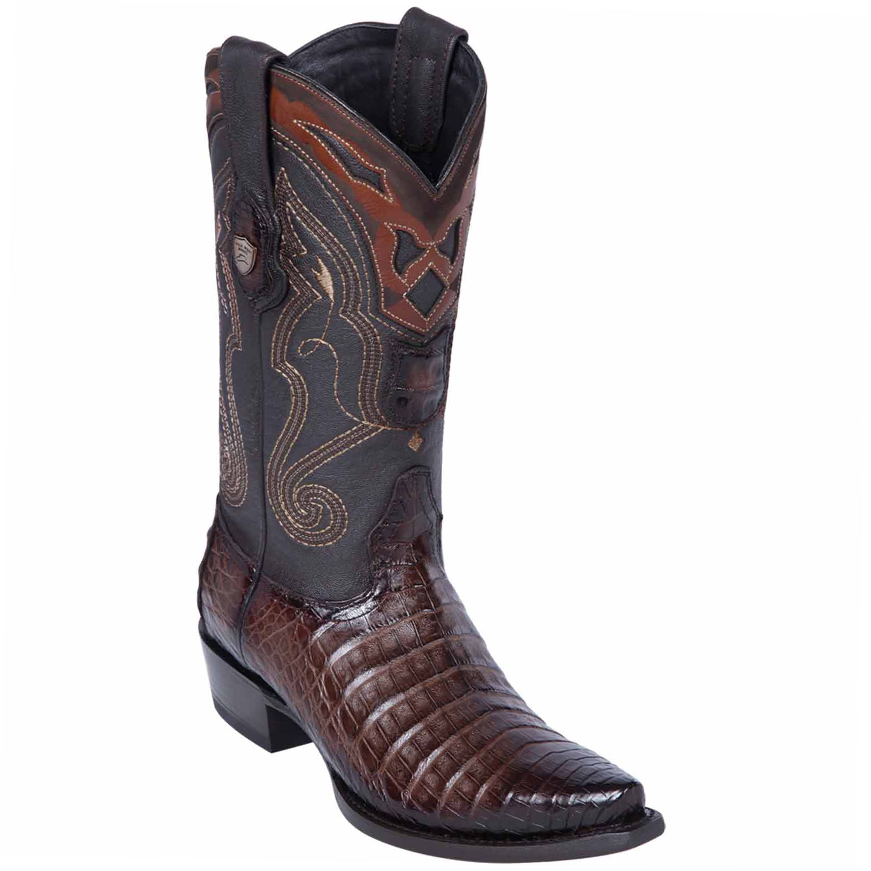 Mens Caiman Boots Brown Snip Toe - Wild West Boots