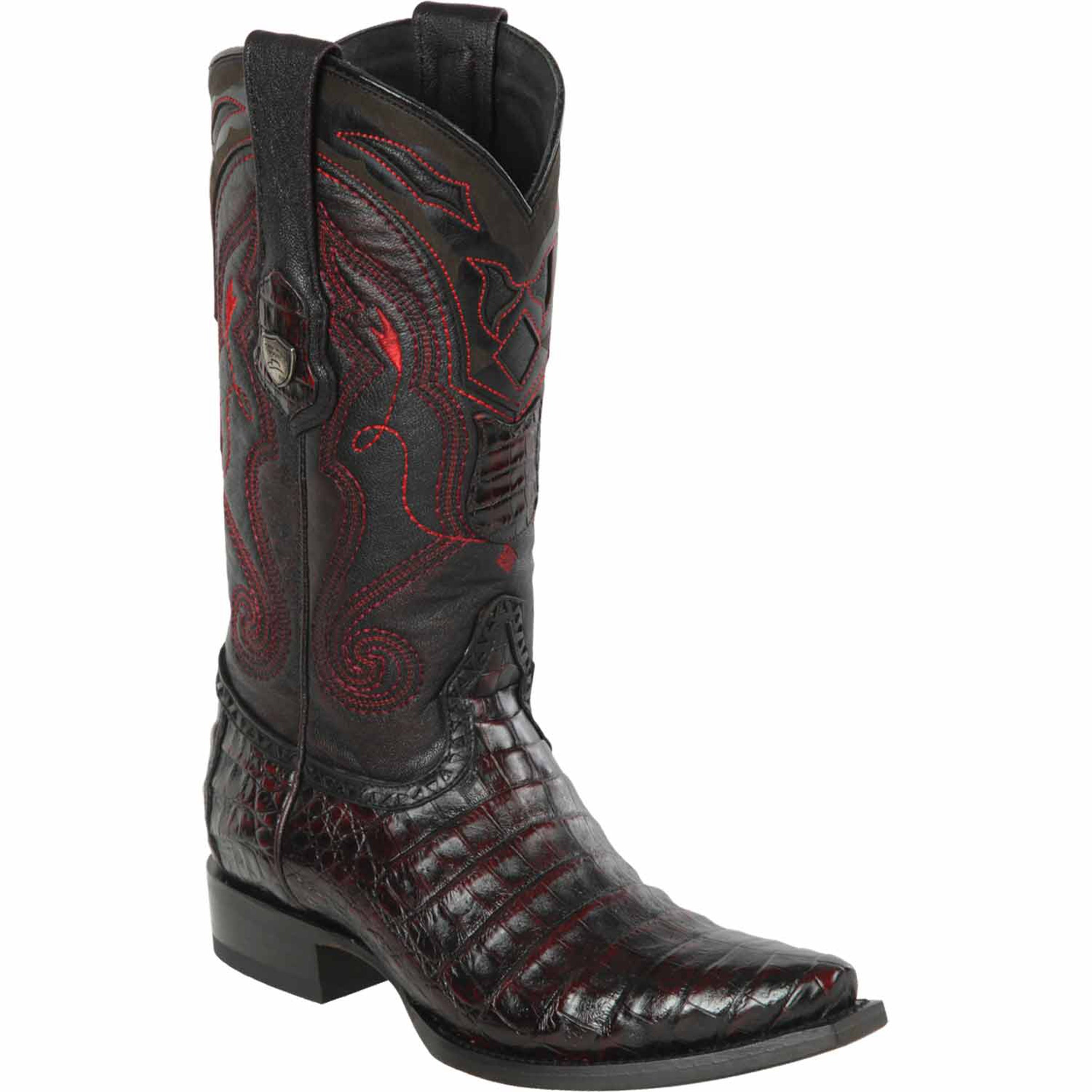 Black Caiman Tail Snip Toe Cowboy Boot