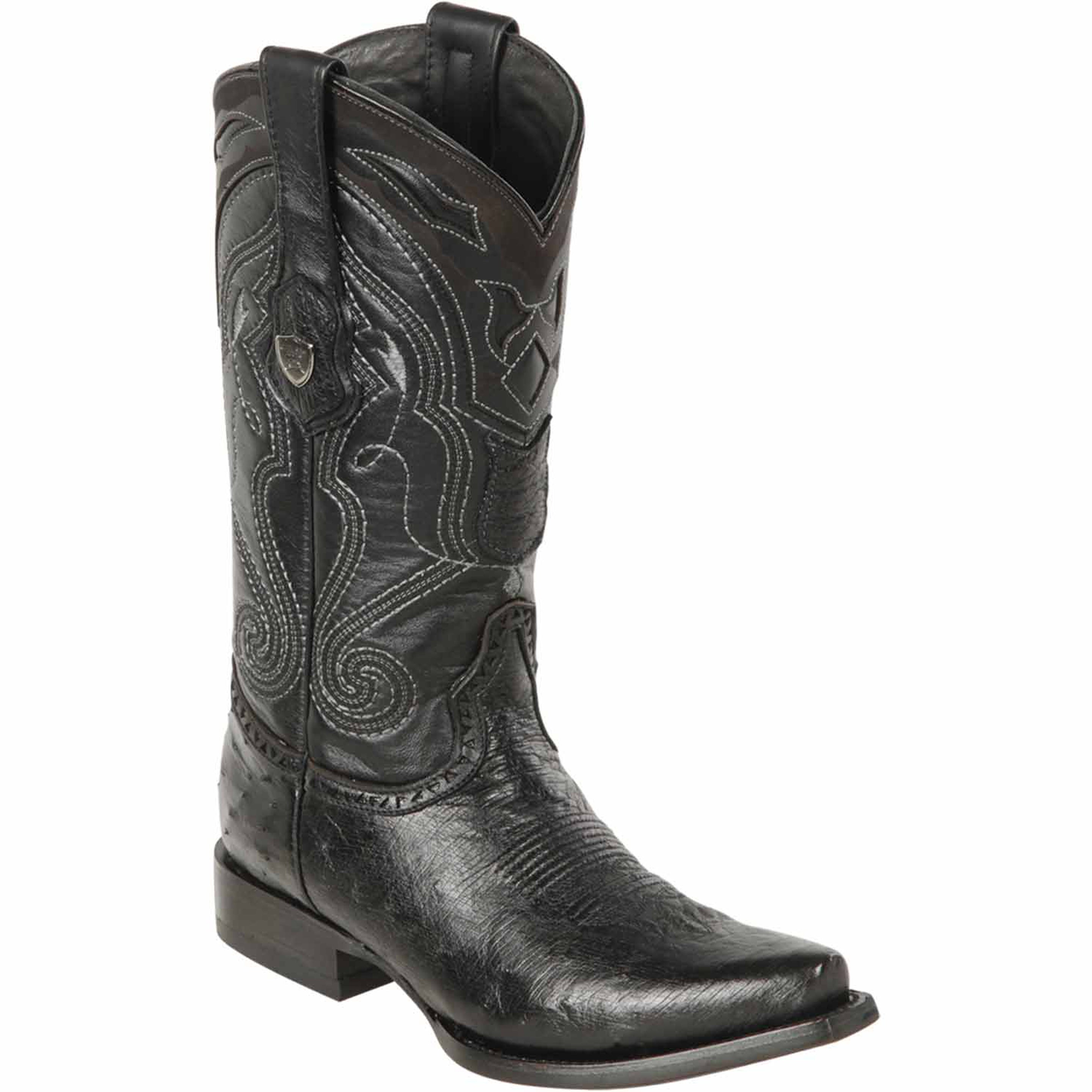 Black Smooth Ostrich Boots Snip Toe - Wild West Boots