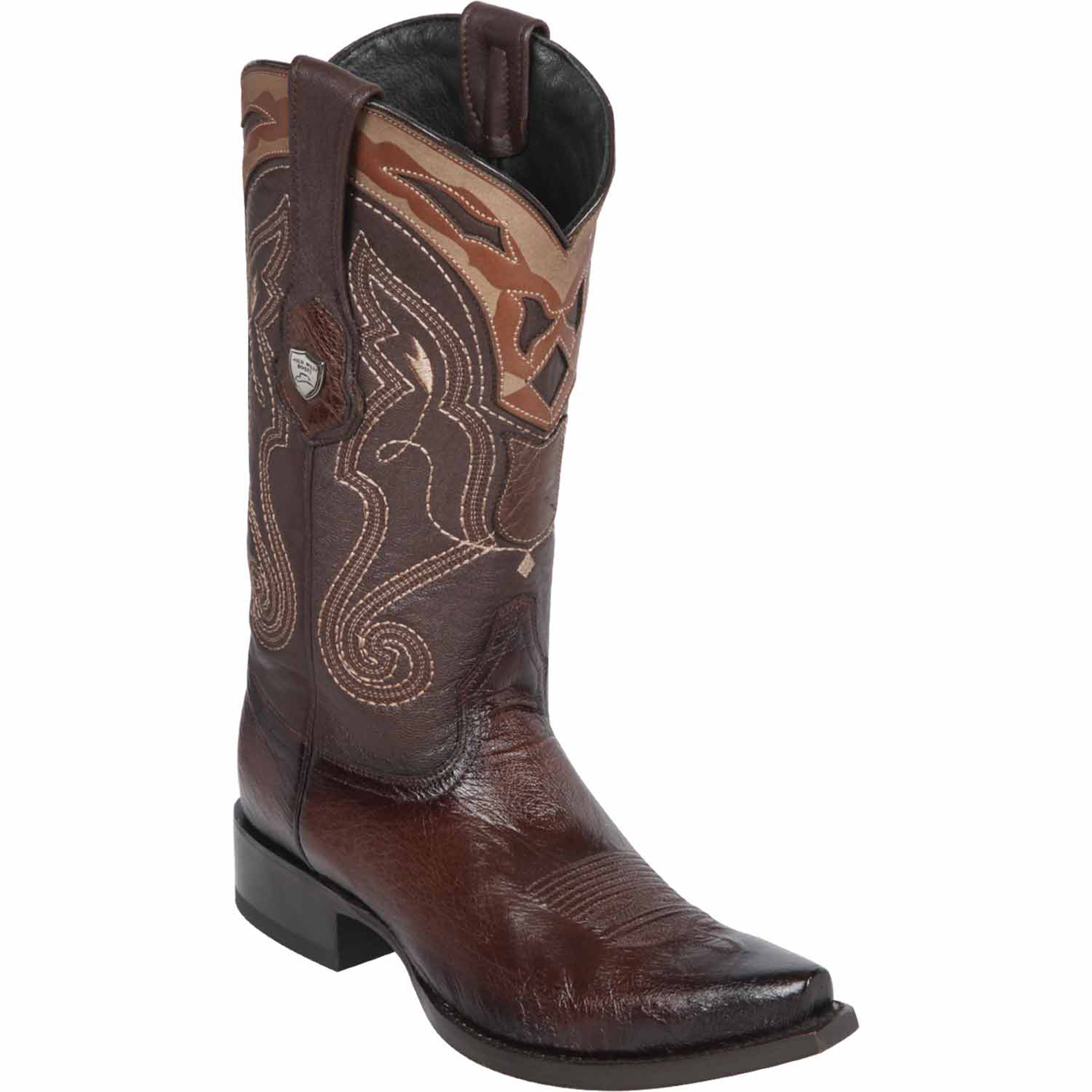 Smooth Ostrich Black Wingtip Cowboy Boots