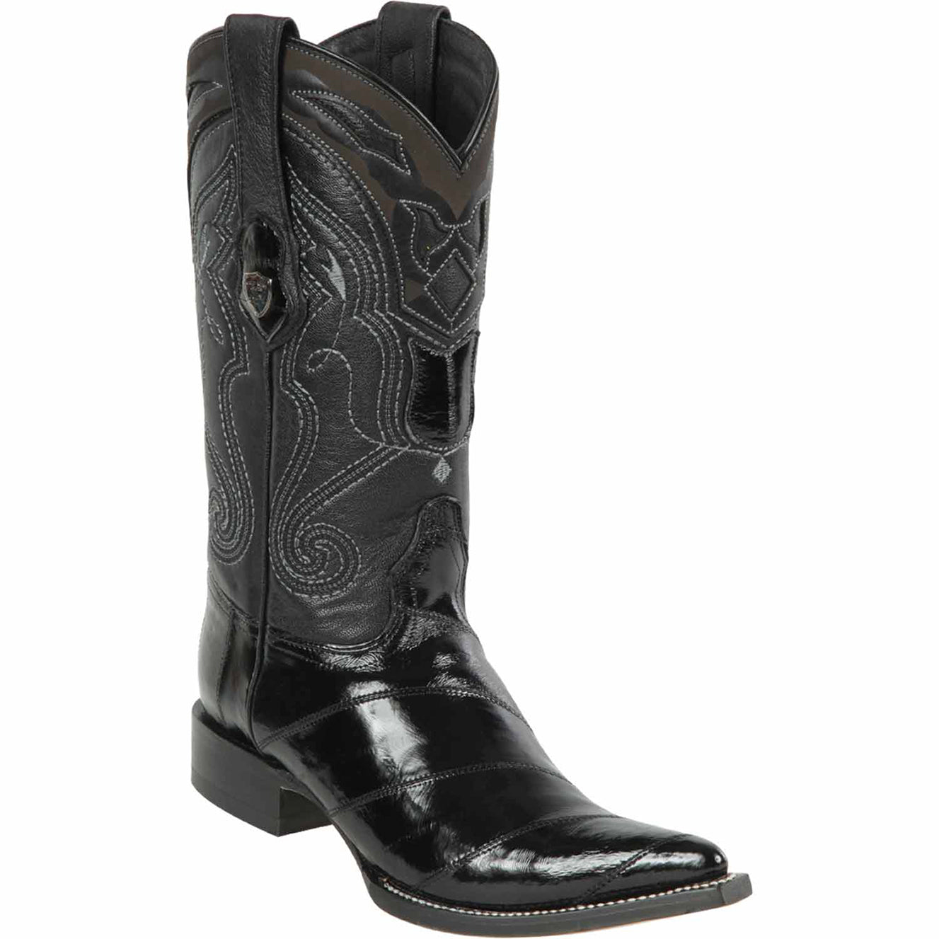 Mens Eel Black Pointy Mexican Boots Wild West Boots