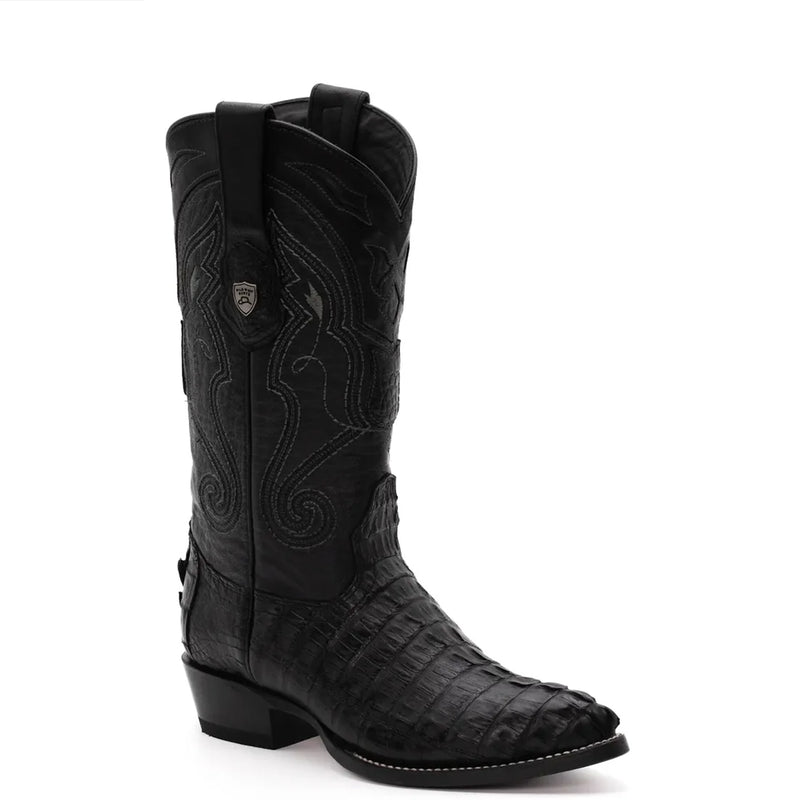 Wild West Black Caiman Tail Western Boot J-Toe