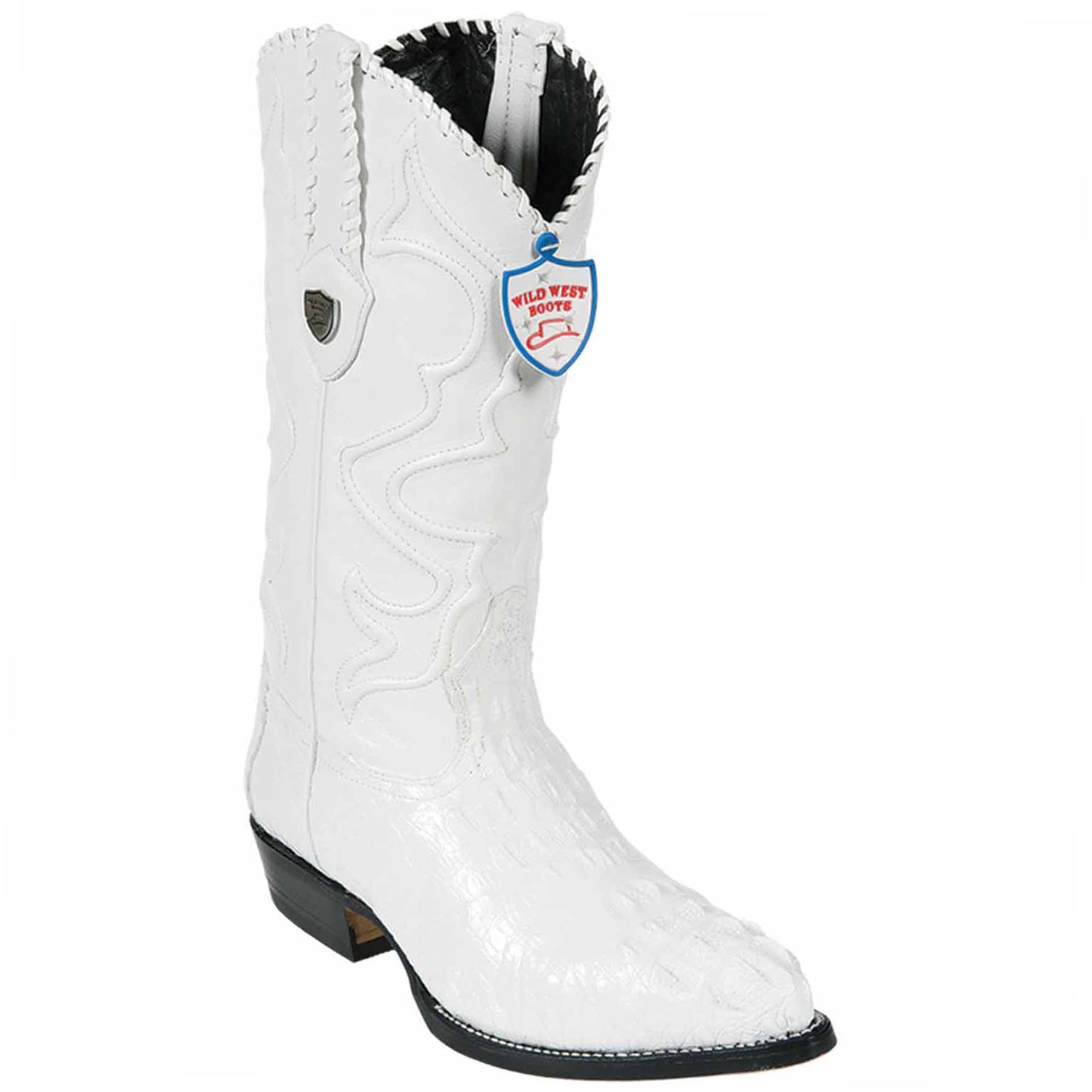 Wild West Boots - White Hornback Caiman Cowboy Boots J-Toe