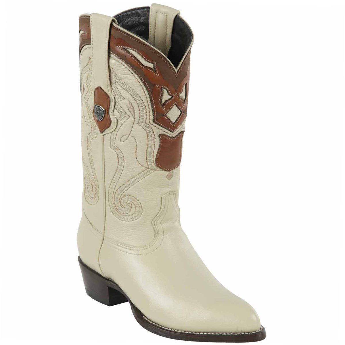 Yoncer Men Size 8 Cream White Leather Pointed Toe Pull On Western Cowboy Boot Off-White Crocodile Print Boots - Affordable Cowboy Boots J-Toe main image 3