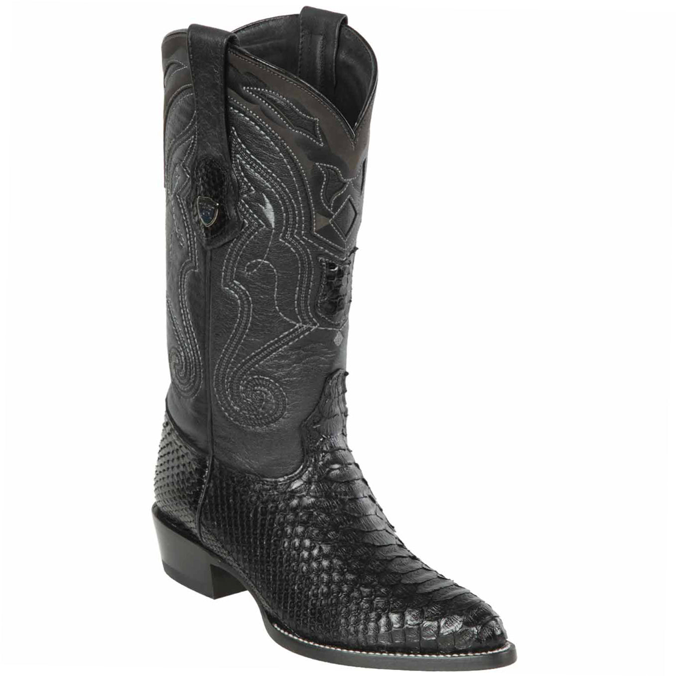 Wild West Boots - Black Python Cowboy Boots J-Toe