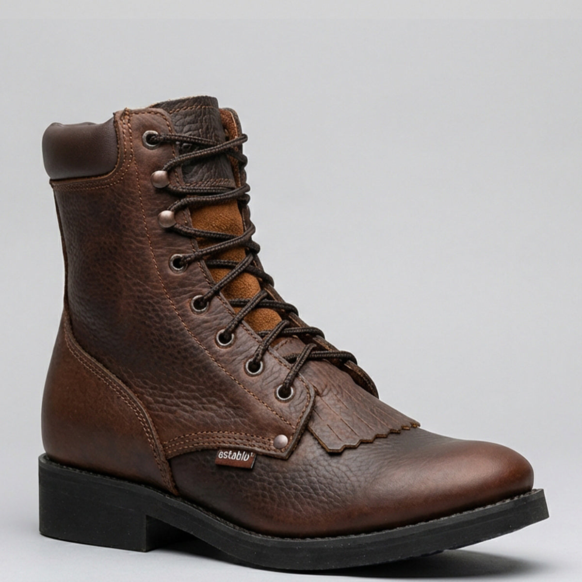 Establo Men's Honey Brown Bull Fight Lace Up Work Boot