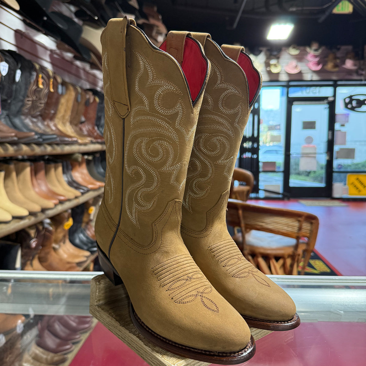 Tan Brown Women's Western Boots Oval Toe