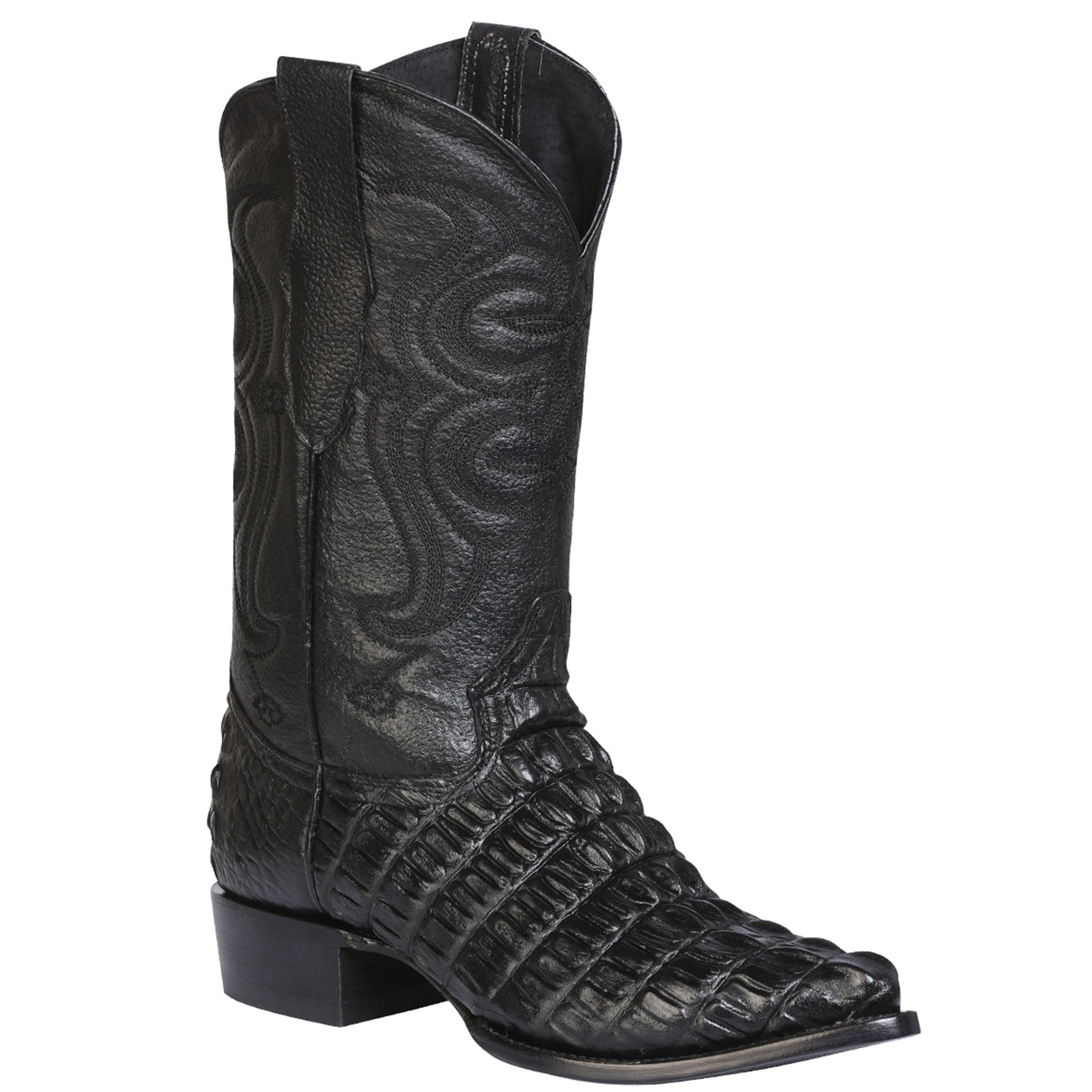 Black Crocodile Print Boots Pointed Toe - El General