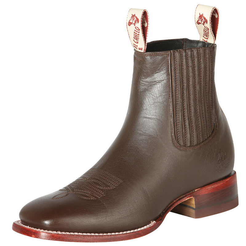 Brown Square Toe Ankle Boot