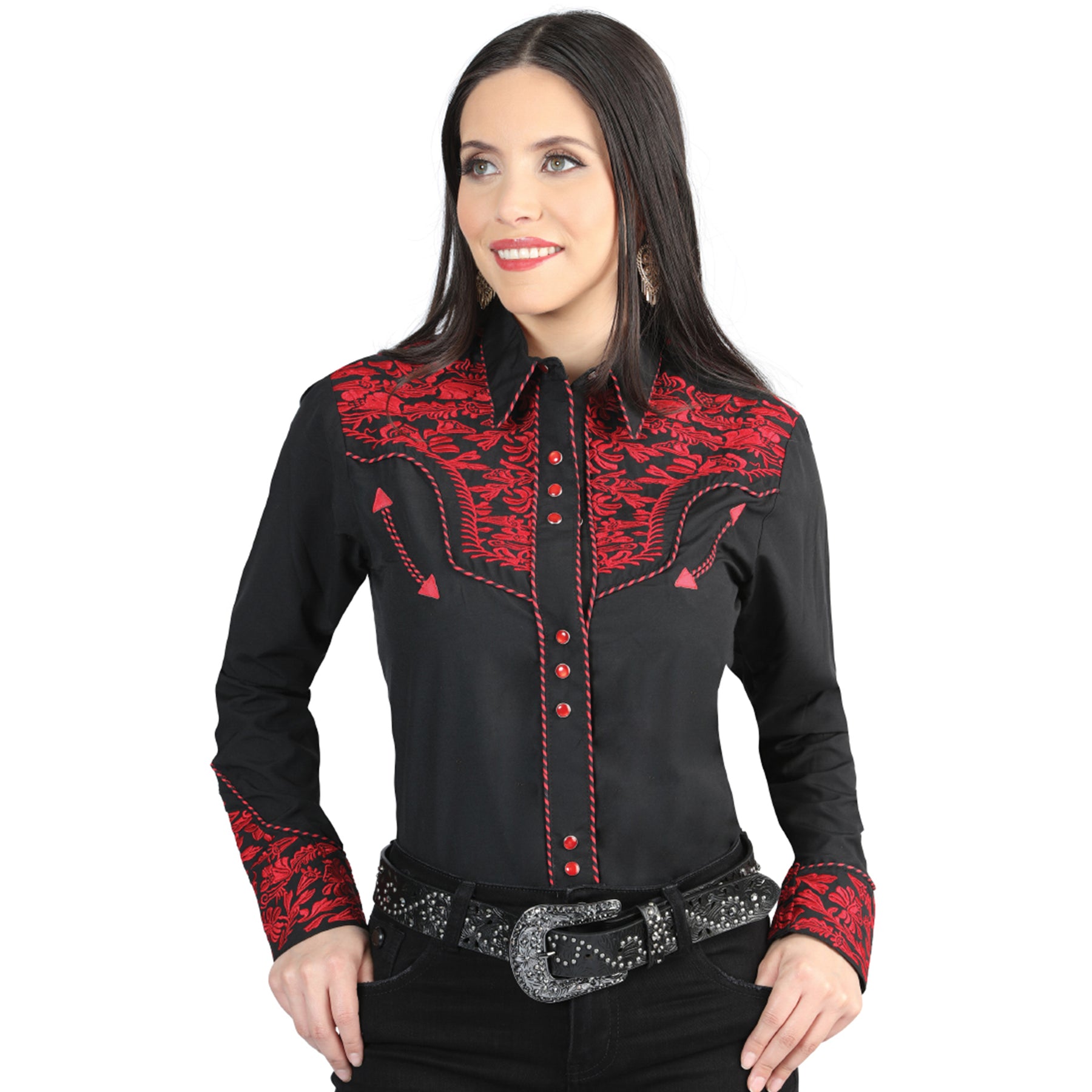 El General Embroidery Western Shirt Black/Red 43293 main image 1