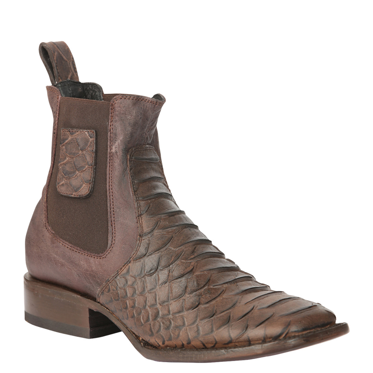 Brown Python Print Chelsea Cowboy Boots