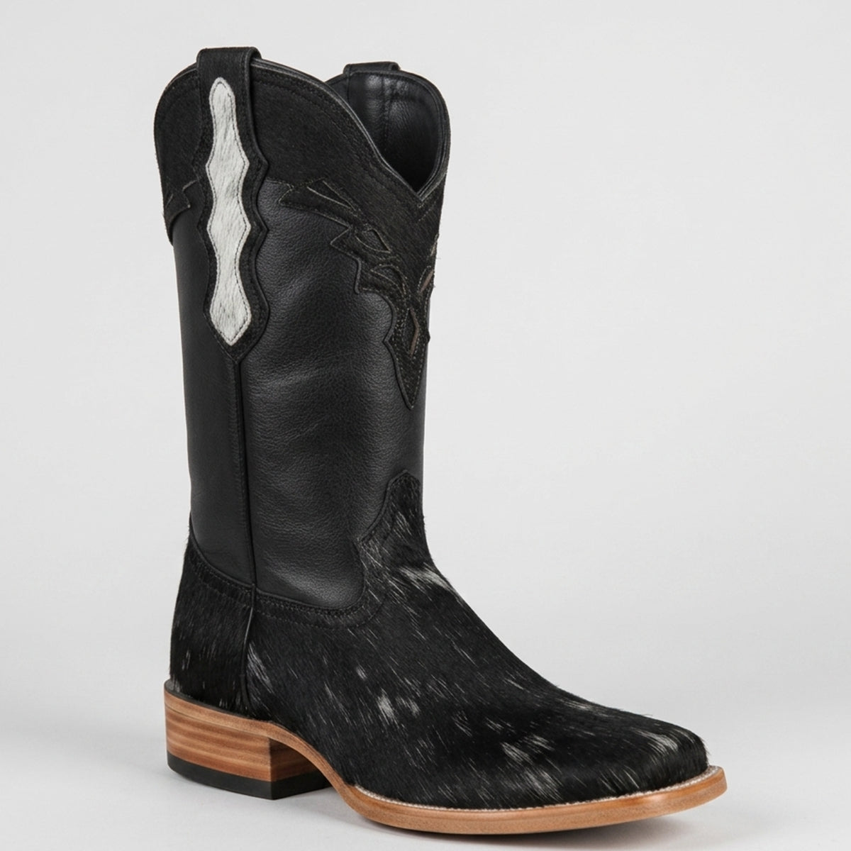 White Diamonds women's black hair on hide square toe cowgirl boot.